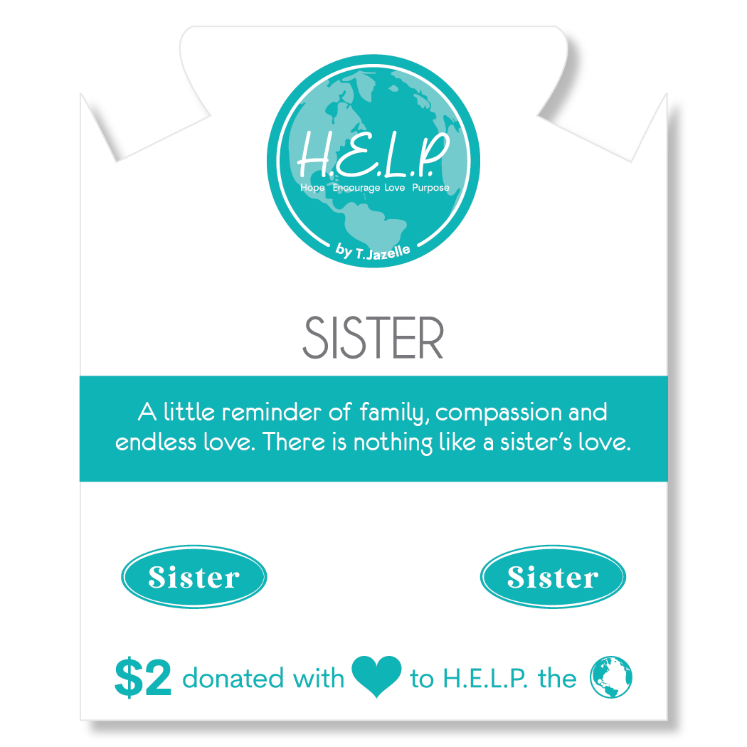 HELP by TJ Sister Charm with White Crystal Charity Bracelet