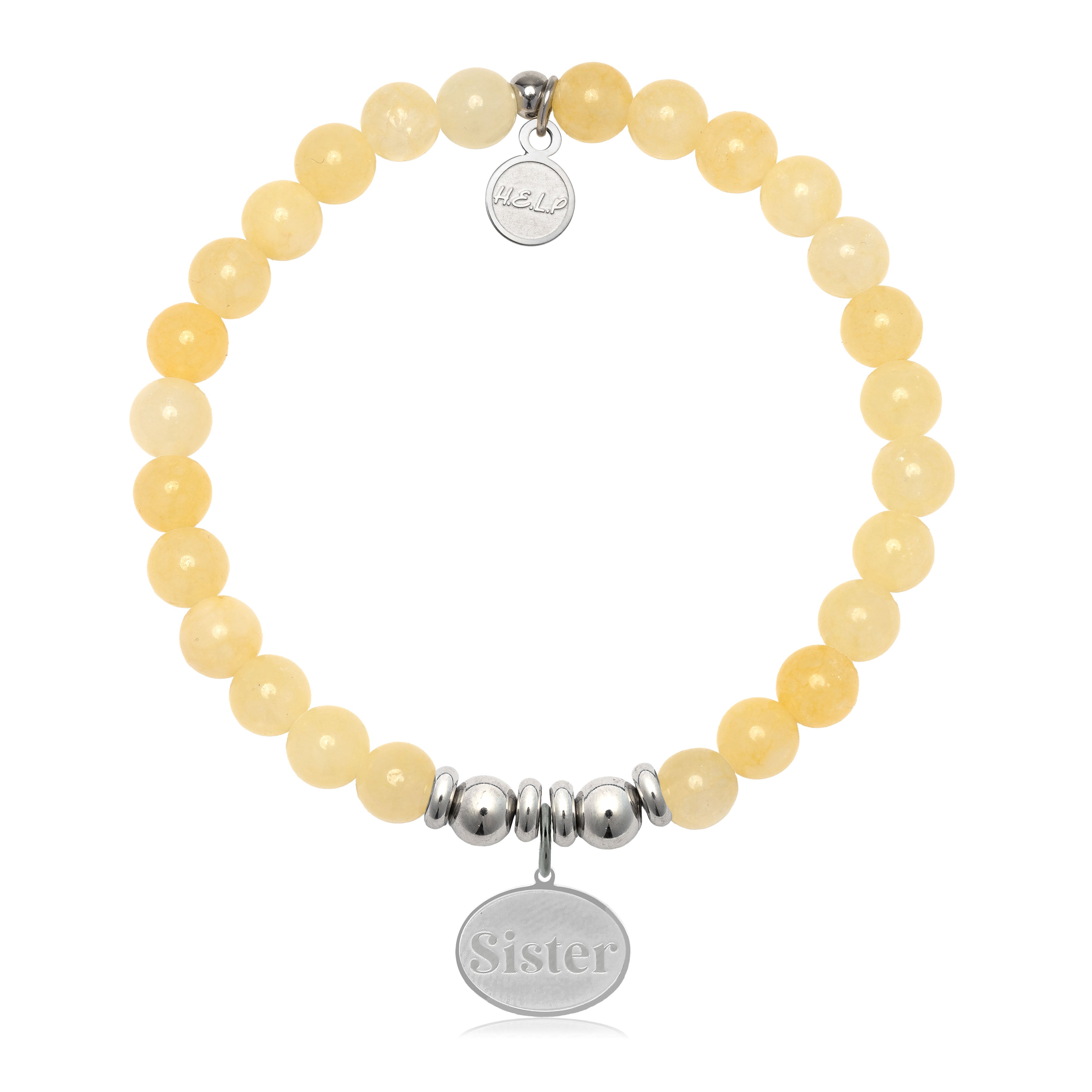 HELP by TJ Sister Charm with Yellow Jade Charity Bracelet