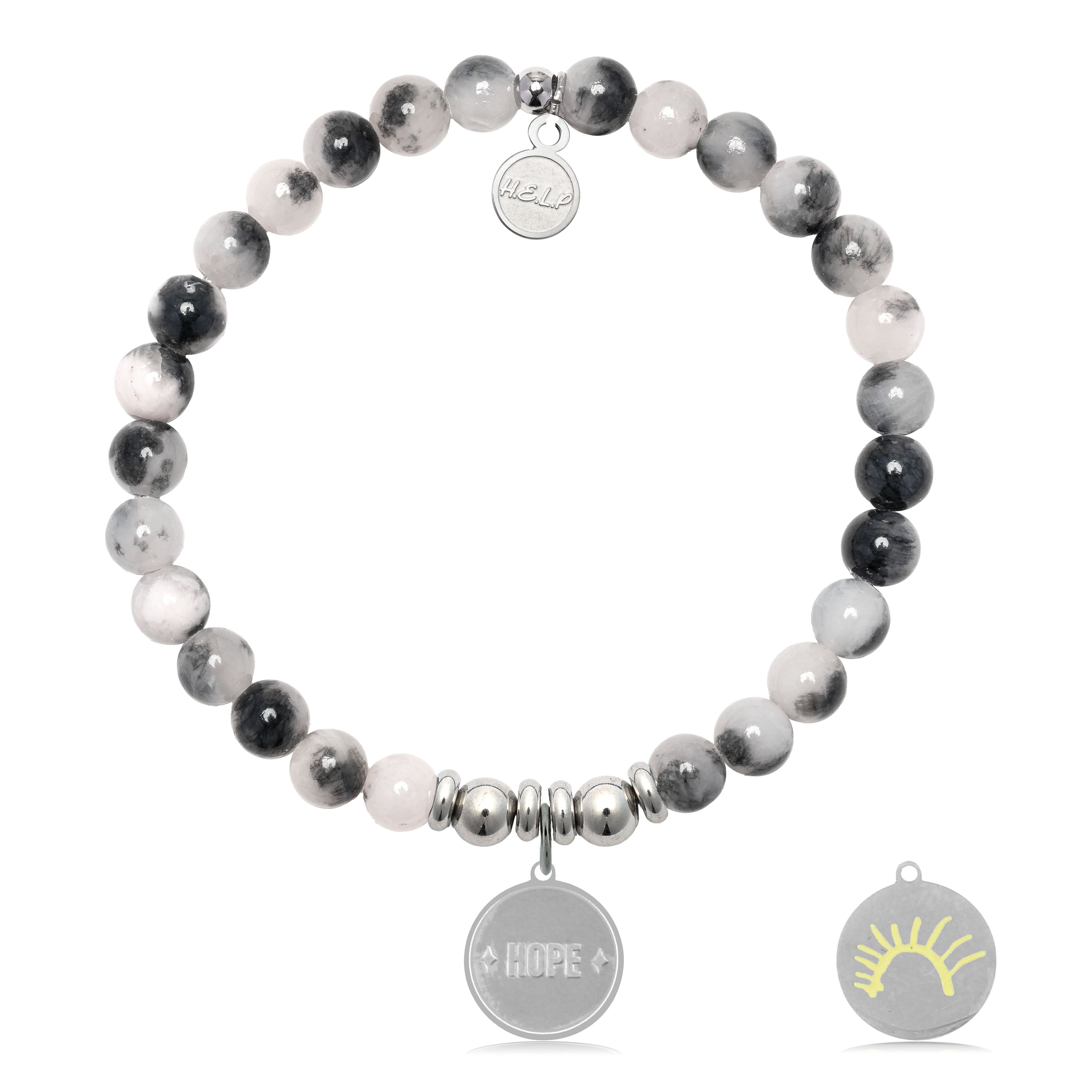 HELP by TJ St. Jude Collection: Sun Charm with Zebra Jade Charity Bracelet
