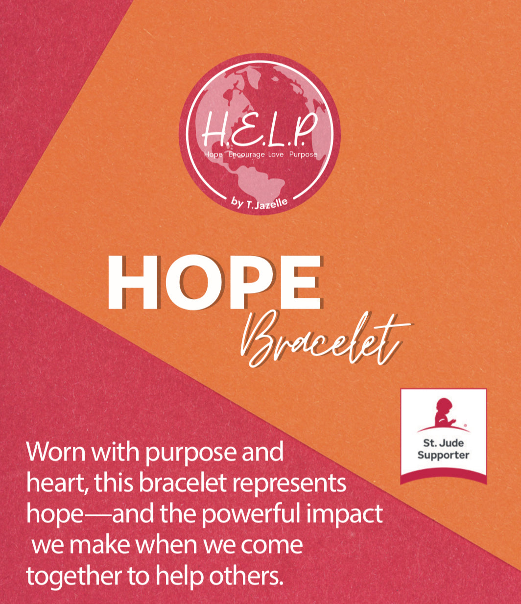 HELP by TJ St. Jude Exclusive Peach Selenite Bracelet
