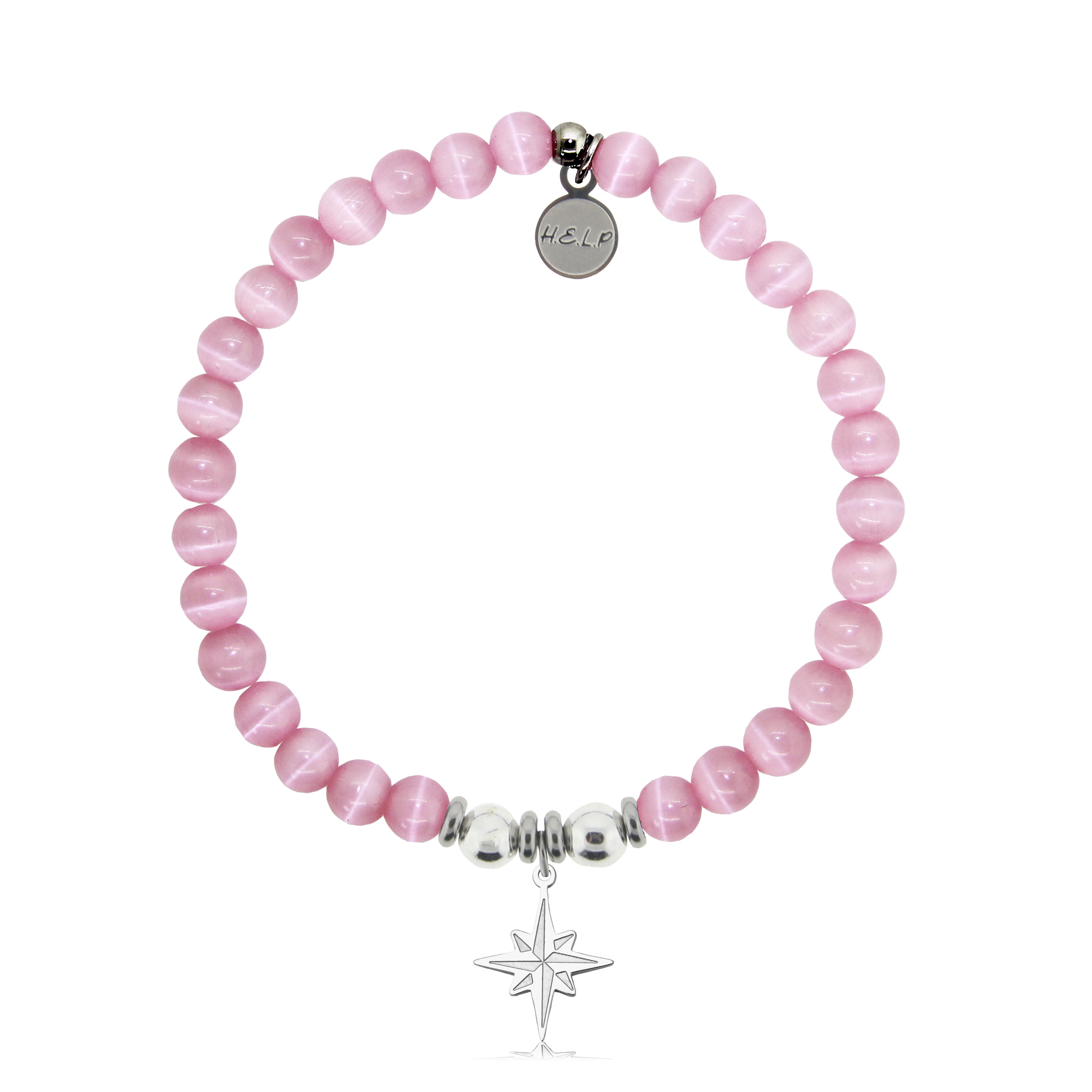 HELP by TJ Starburst Charm with Pink Cats Eye Charity Bracelet