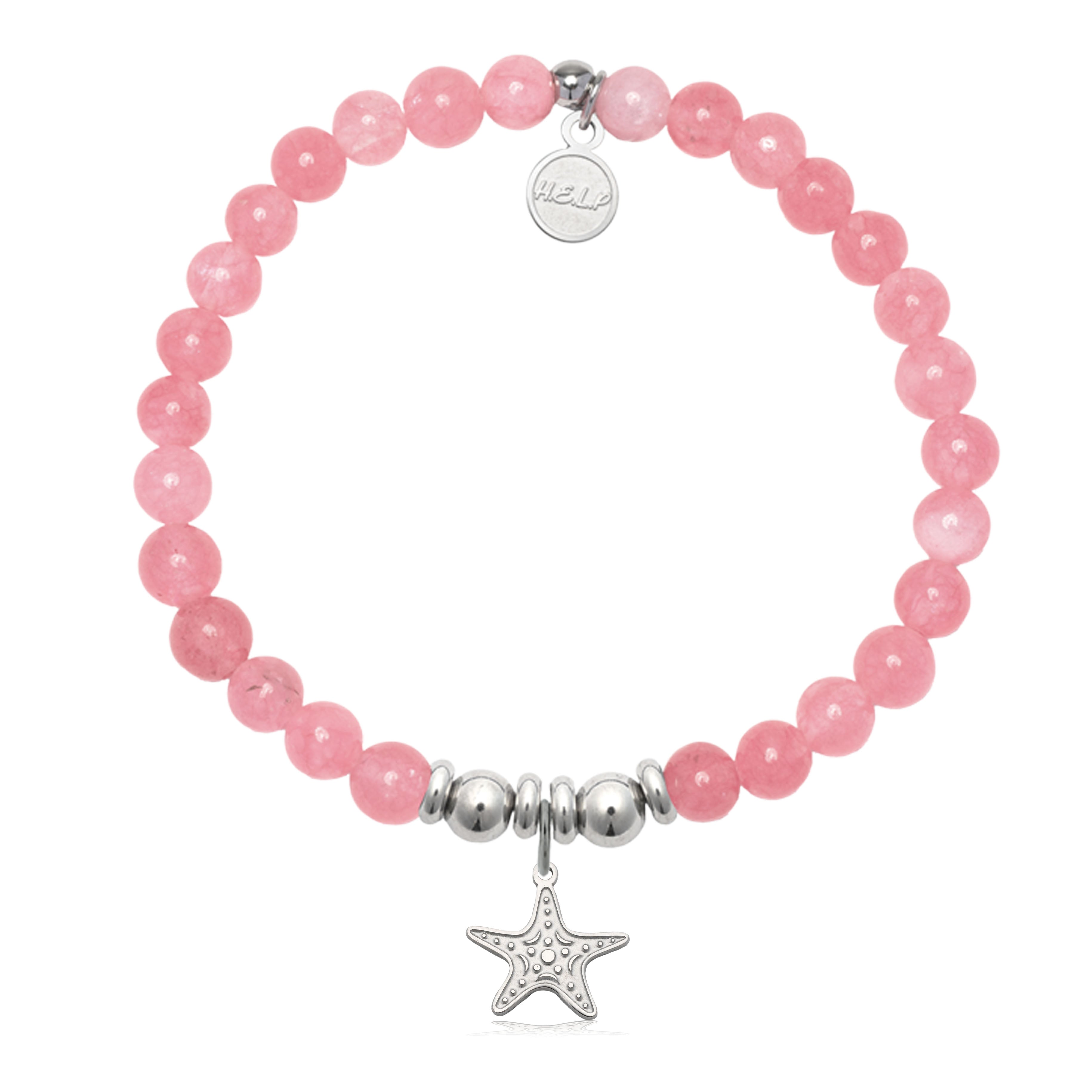 HELP by TJ Starfish Cutout Charm with Cherry Jade Charity Bracelet