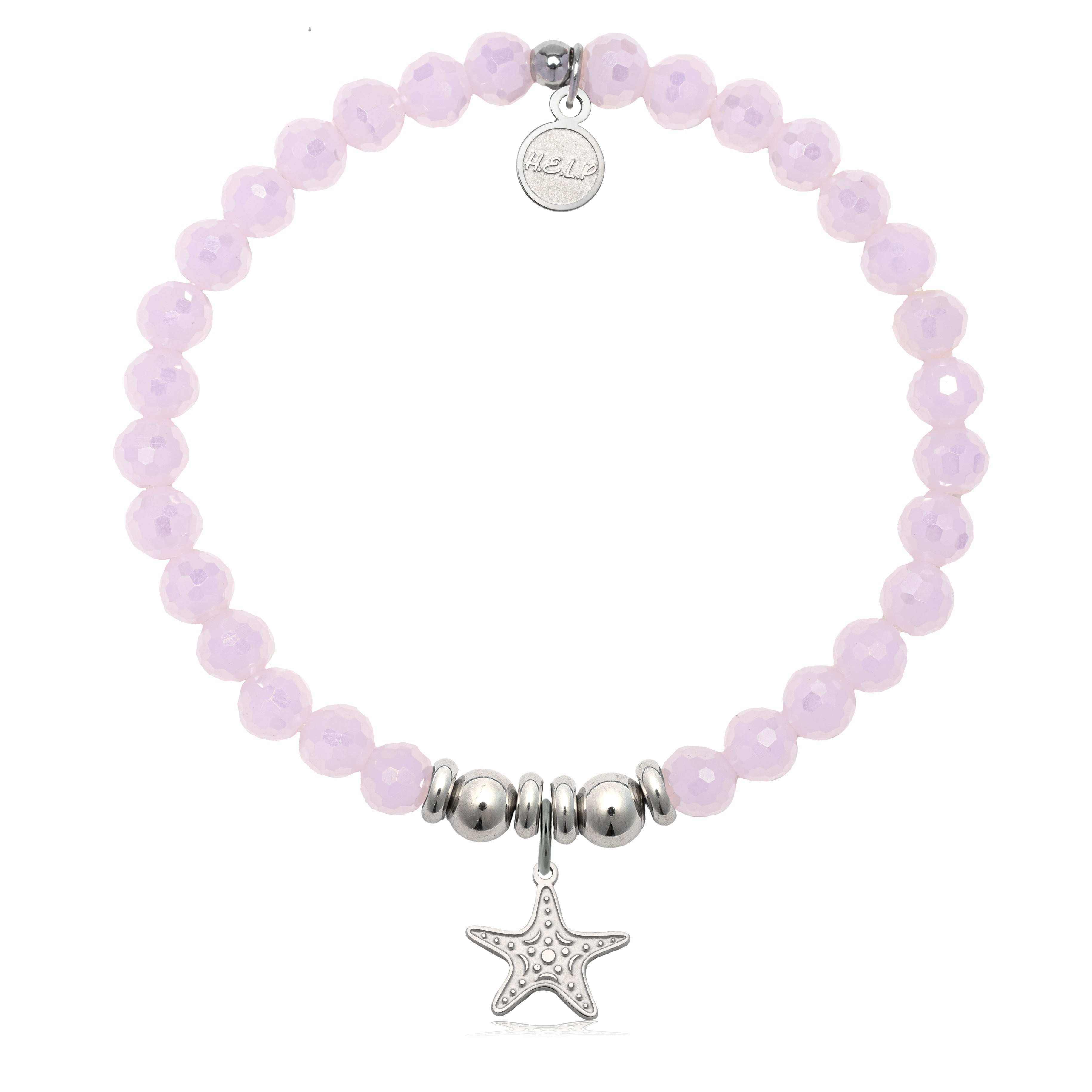 HELP by TJ Starfish Cutout Charm with Pink Crystal Charity Bracelet