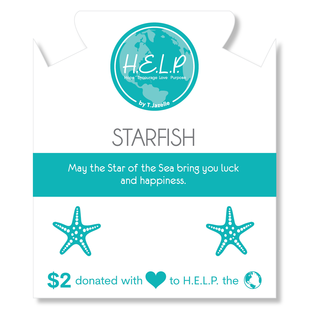 HELP by TJ Starfish Cutout Charm with Pink Jade Charity Bracelet