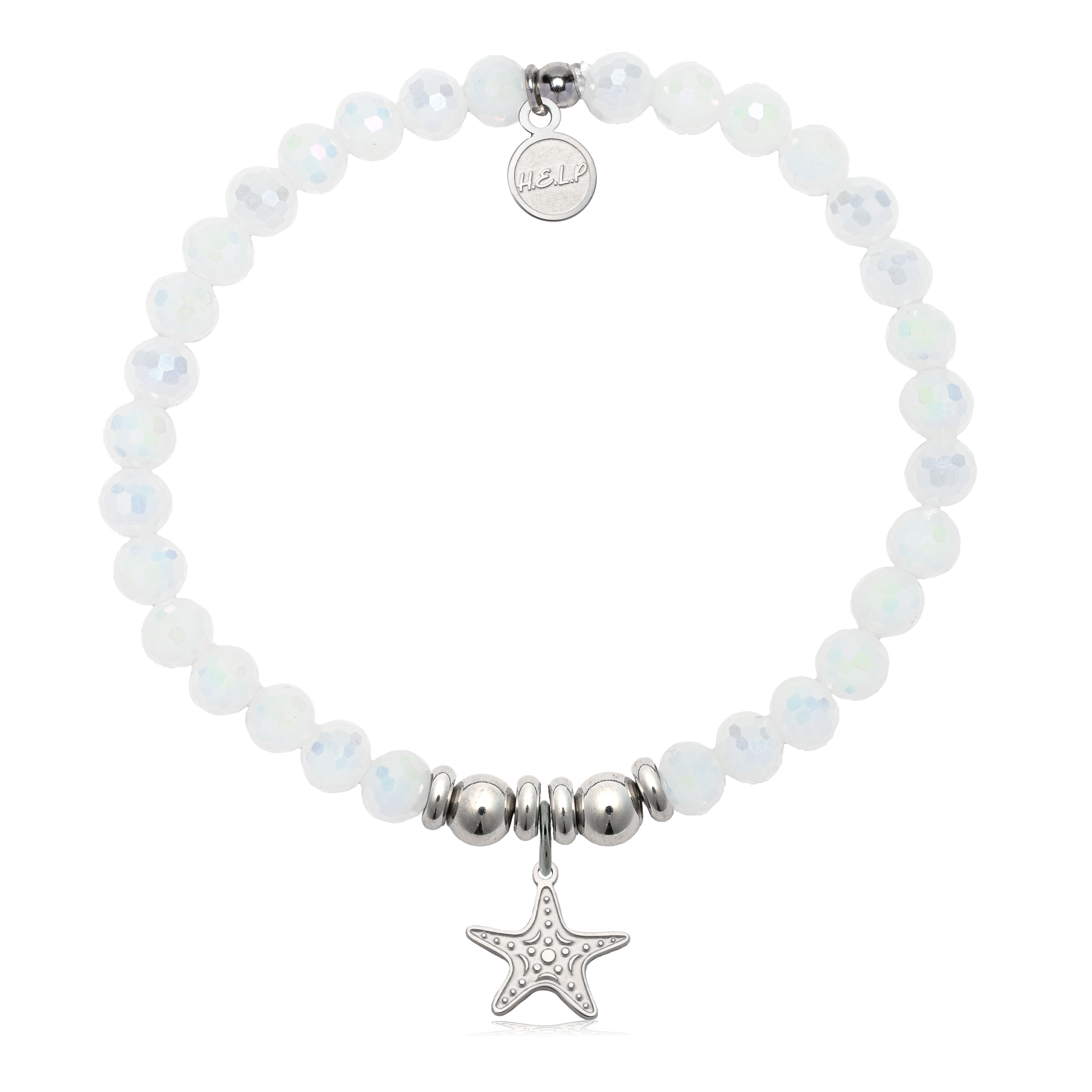 HELP by TJ Starfish Cutout Charm with White Crystal Charity Bracelet
