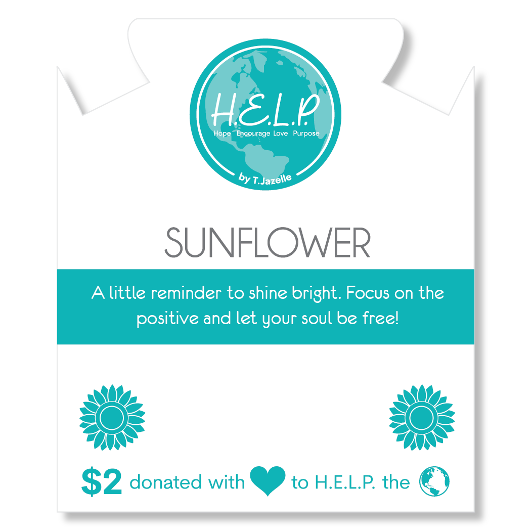 HELP by TJ Sunflower Charm with Beige Crystal Charity Bracelet