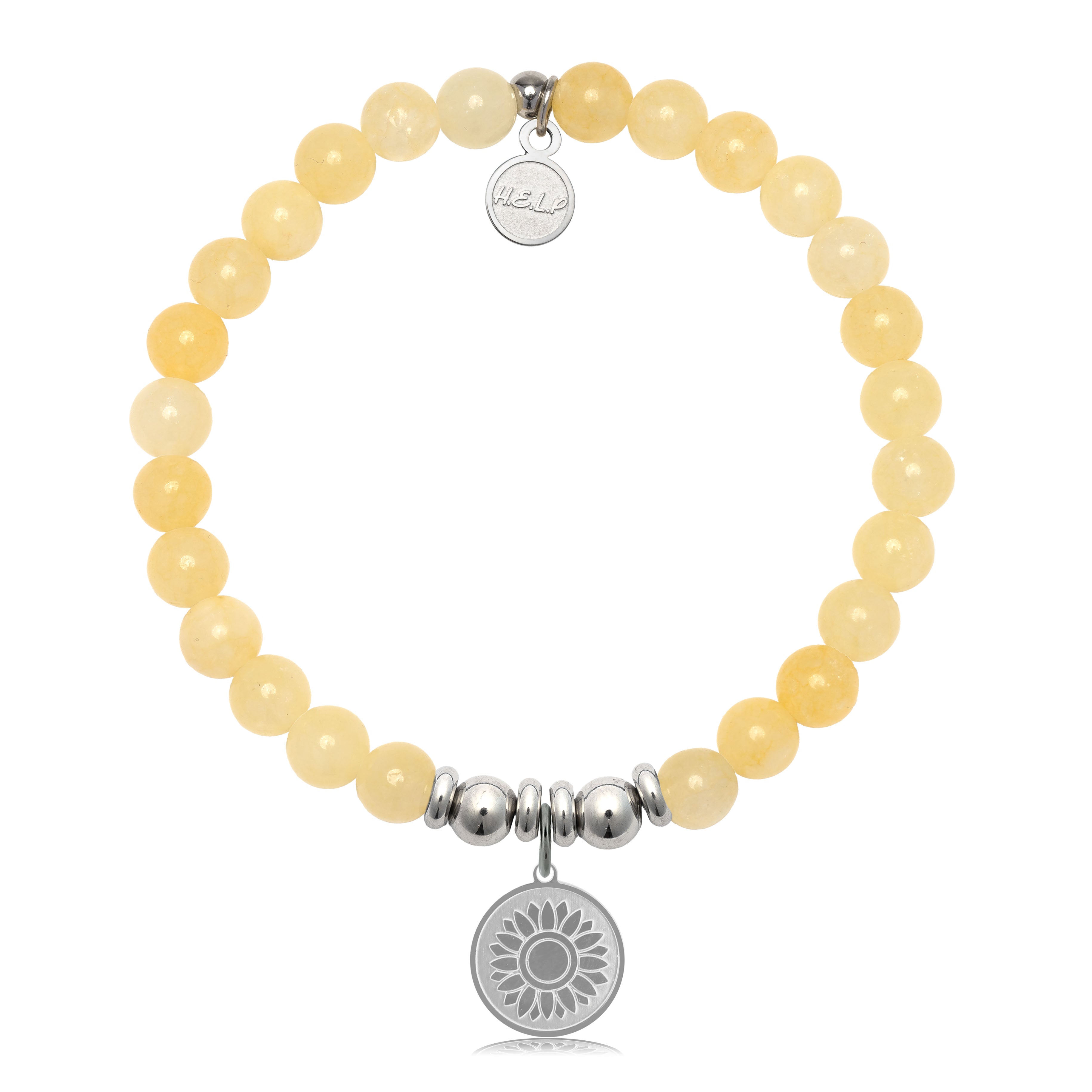 HELP by TJ Sunflower Charm with Yellow Jade Charity Bracelet