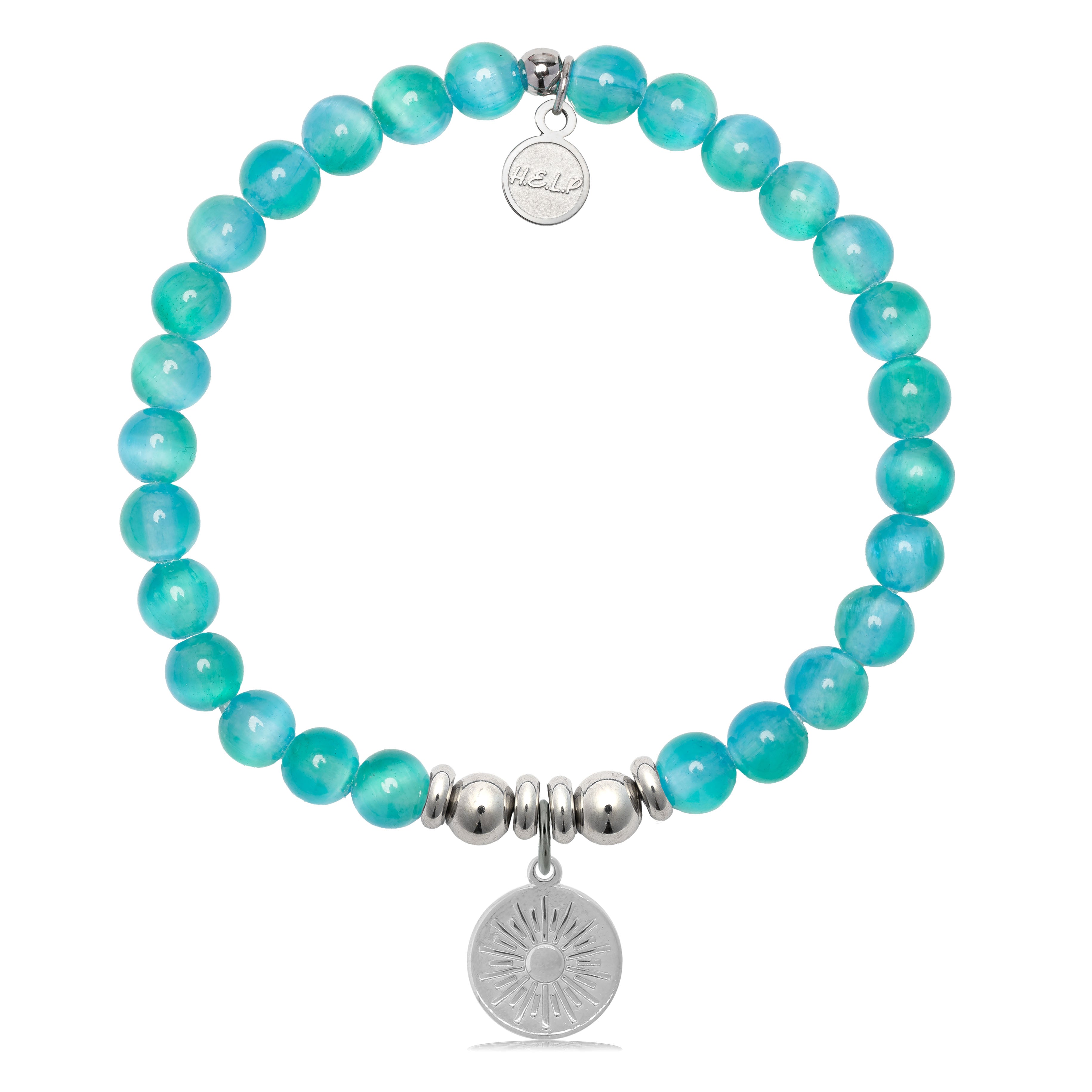 HELP by TJ Sunny Days Charm with Teal Selenite Charity Bracelet