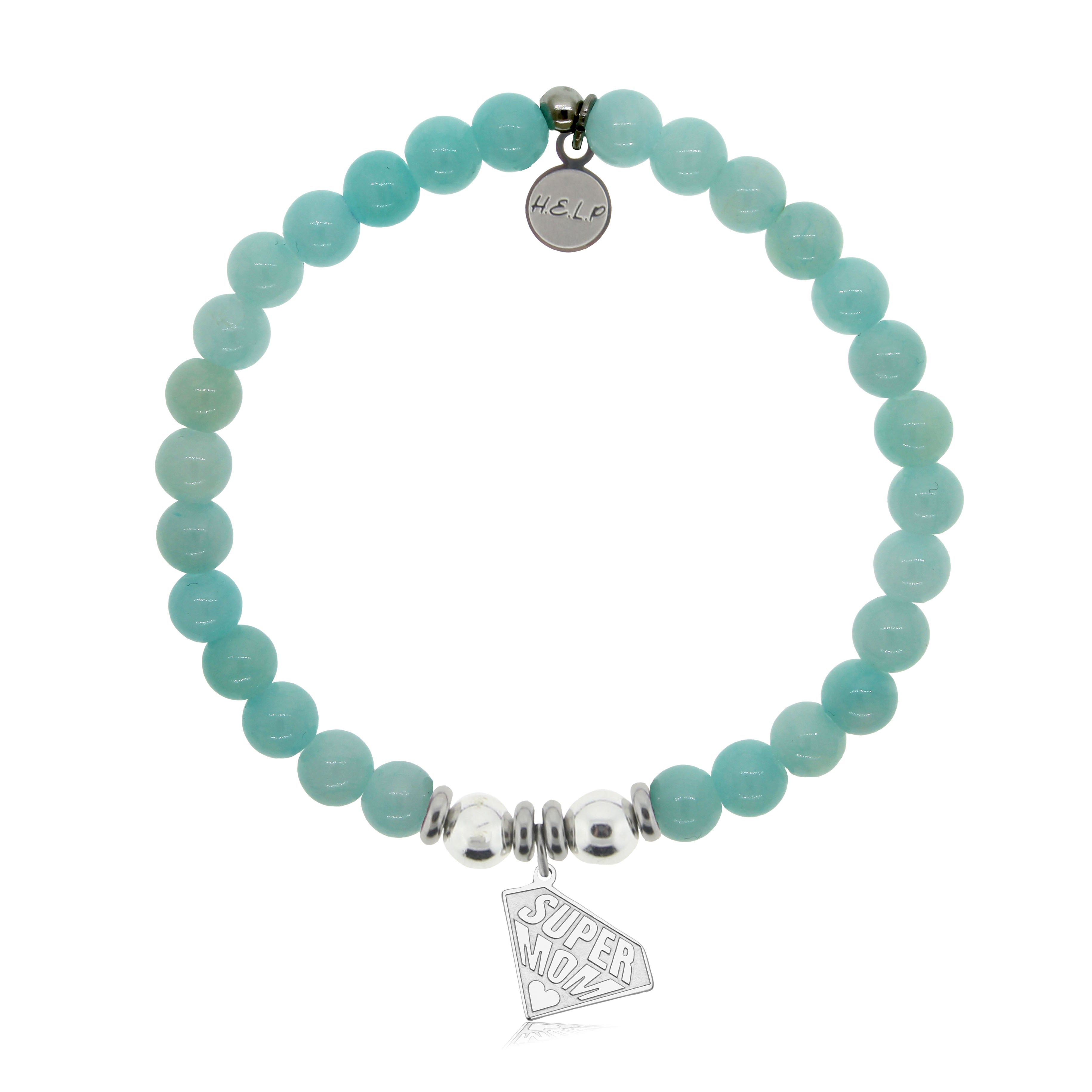 HELP by TJ Super Mom Charm with Baby Blue Quartz Charity Bracelet