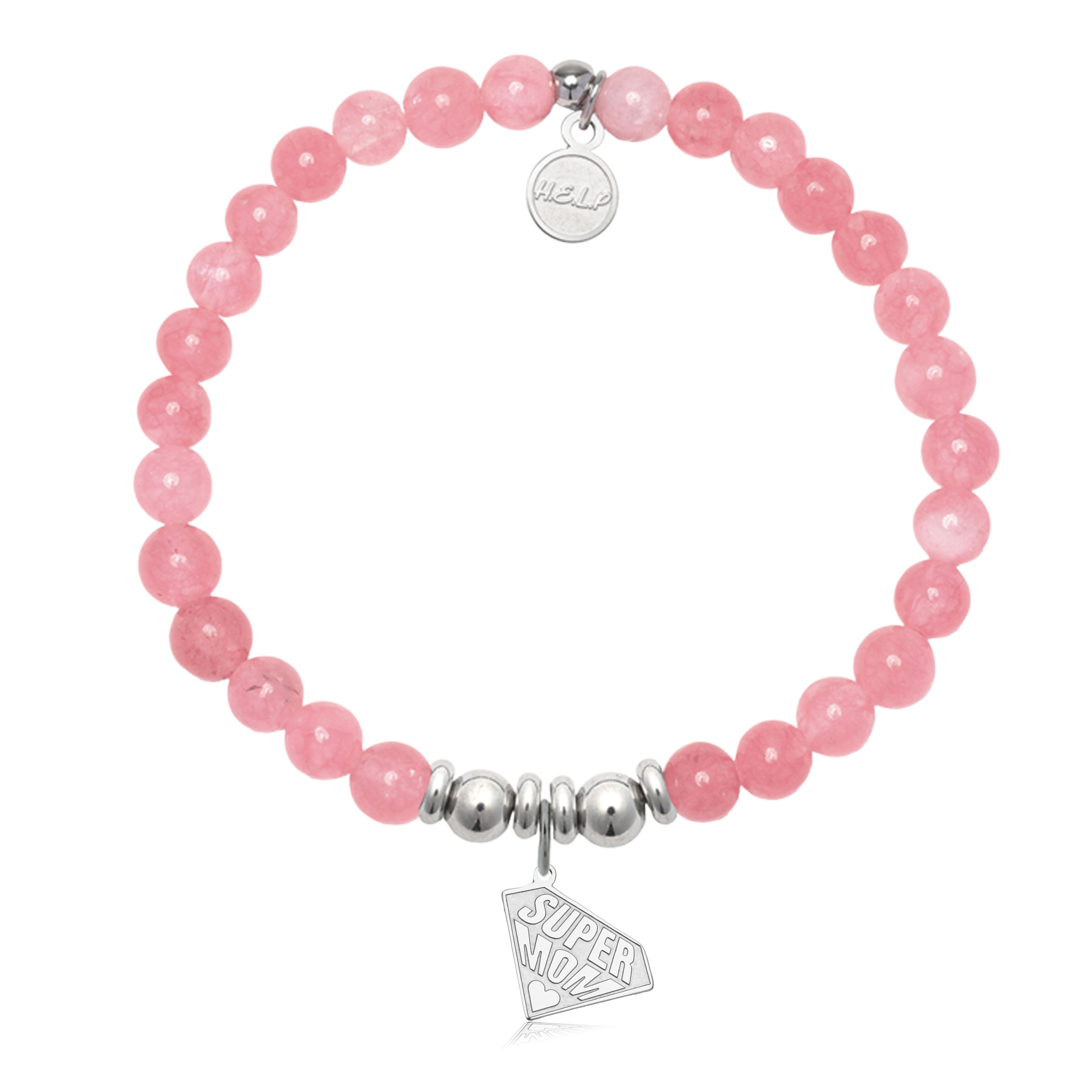 HELP by TJ Super Mom Charm with Cherry Jade Charity Bracelet