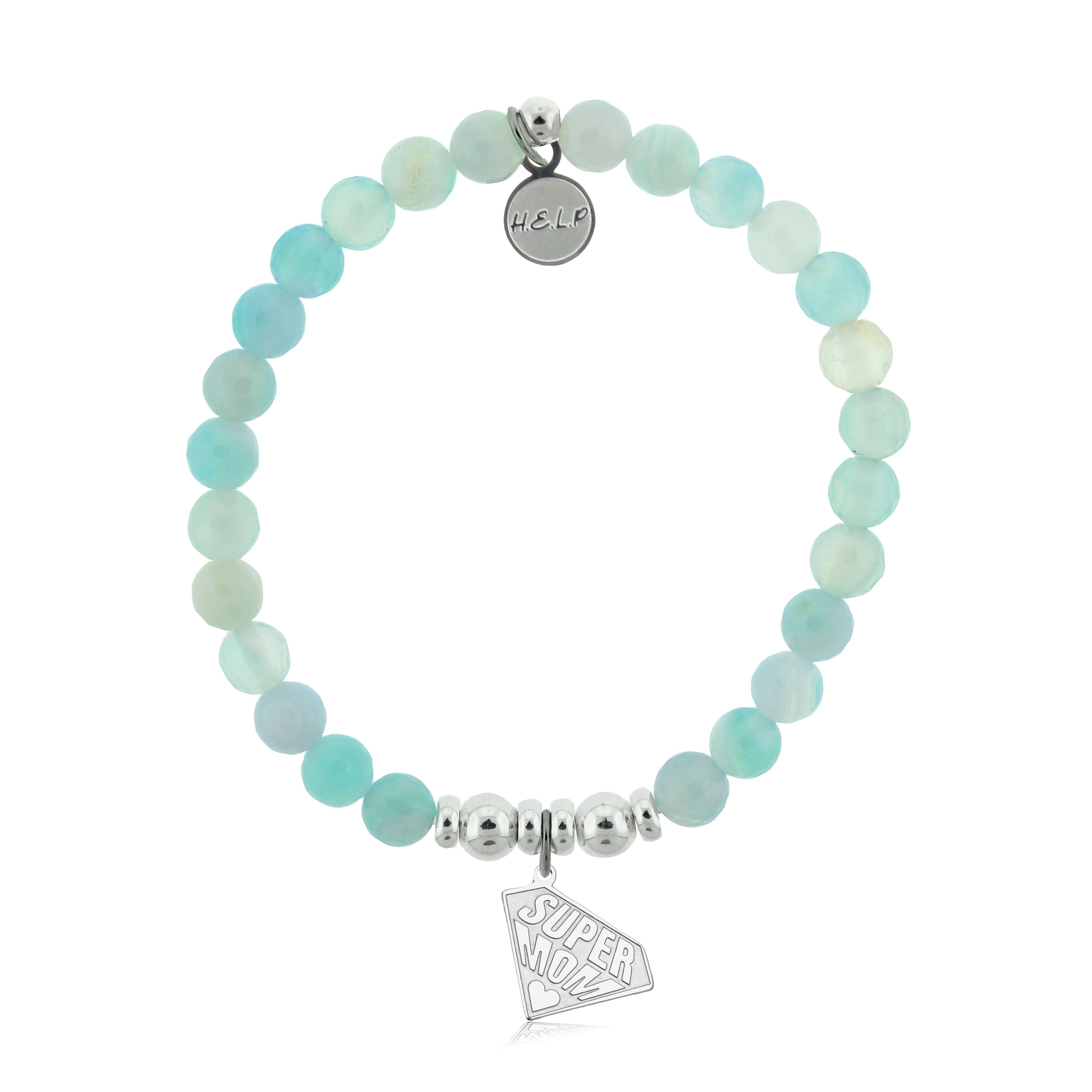 HELP by TJ Super Mom Charm with Light Blue Agate Charity Bracelet