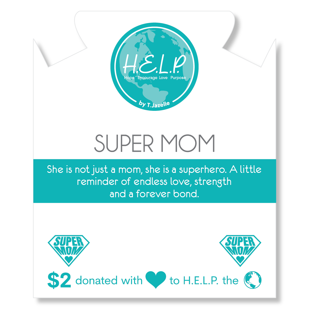 HELP by TJ Super Mom Charm with Mountain Blue Jade Charity Bracelet