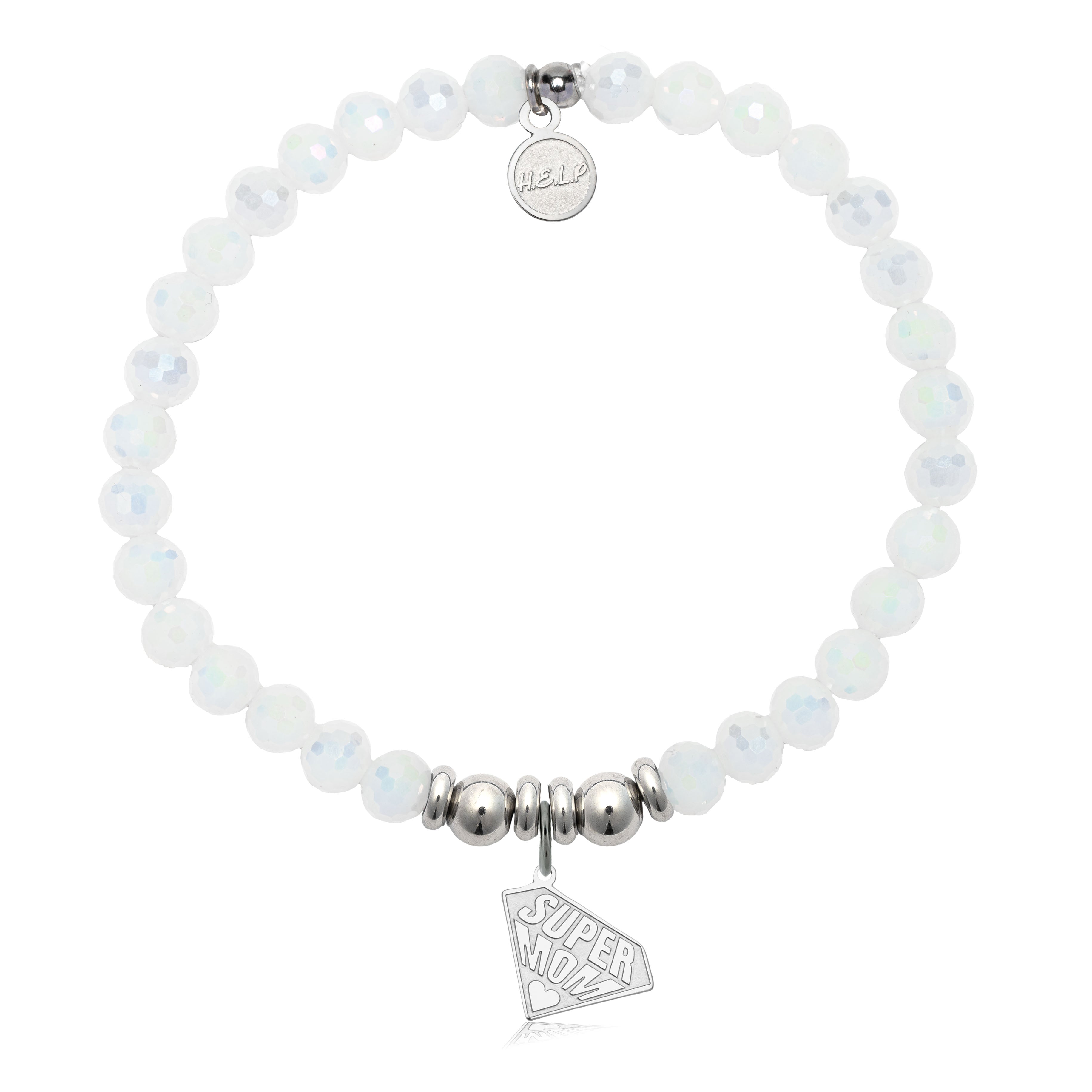HELP by TJ Super Mom Charm with White Crystal Charity Bracelet