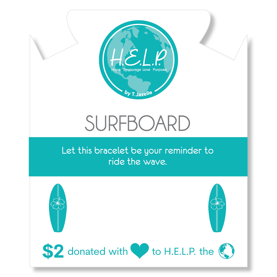 HELP by TJ Surfboard Charm with Kaleidoscope Crystal Charity Bracelet