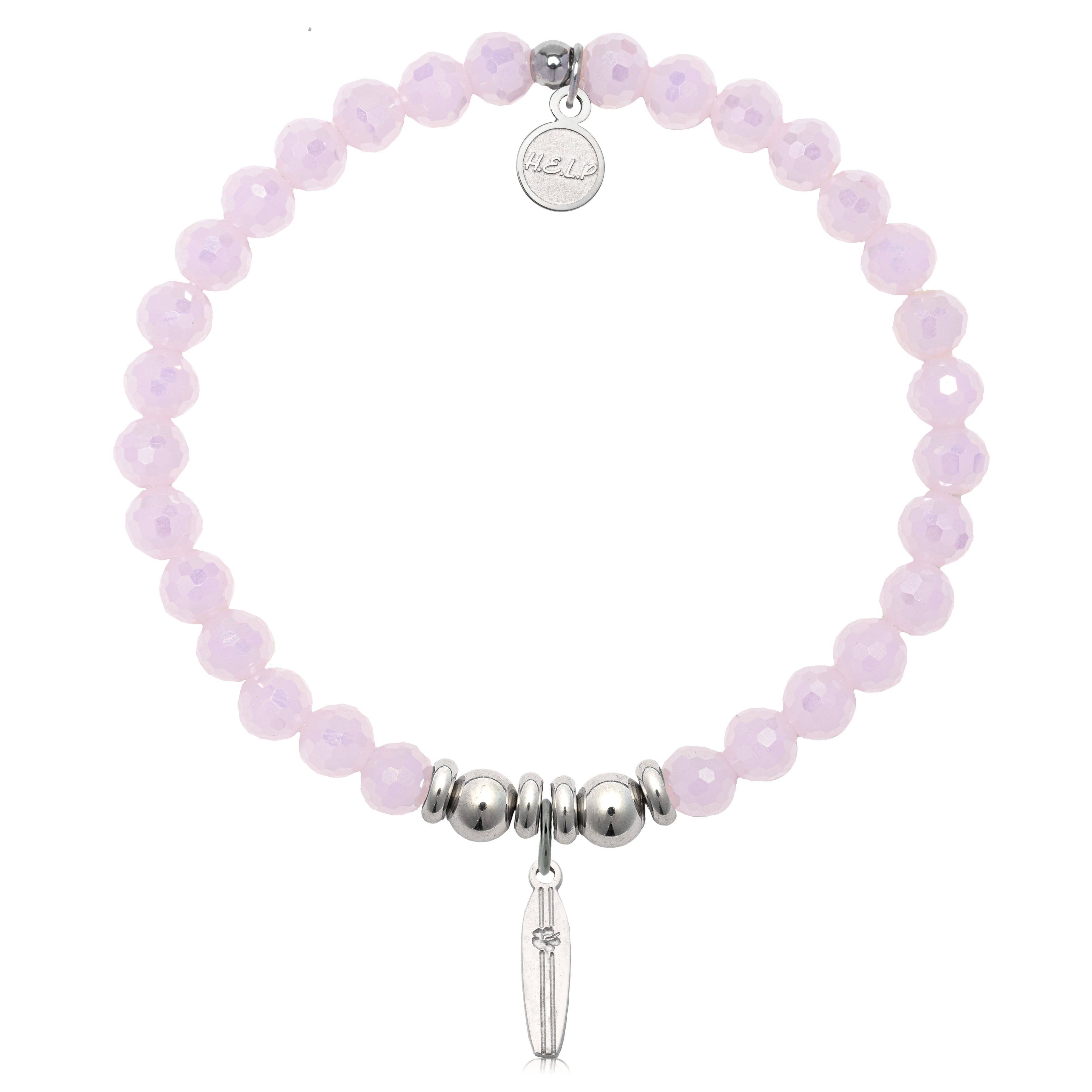 HELP by TJ Surfboard Charm with Pink Crystal Charity Bracelet