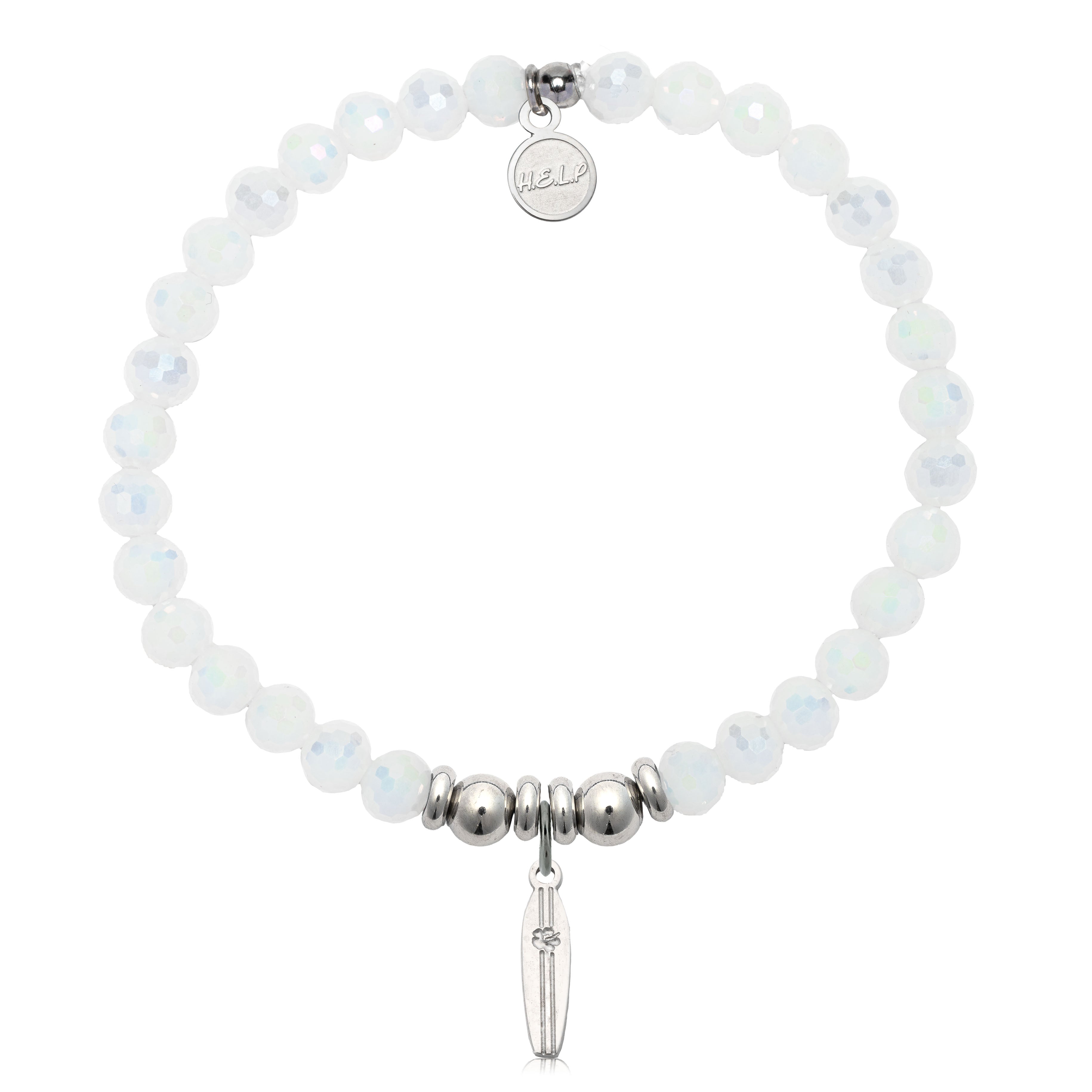 HELP by TJ Surfboard Charm with White Crystal Charity Bracelet