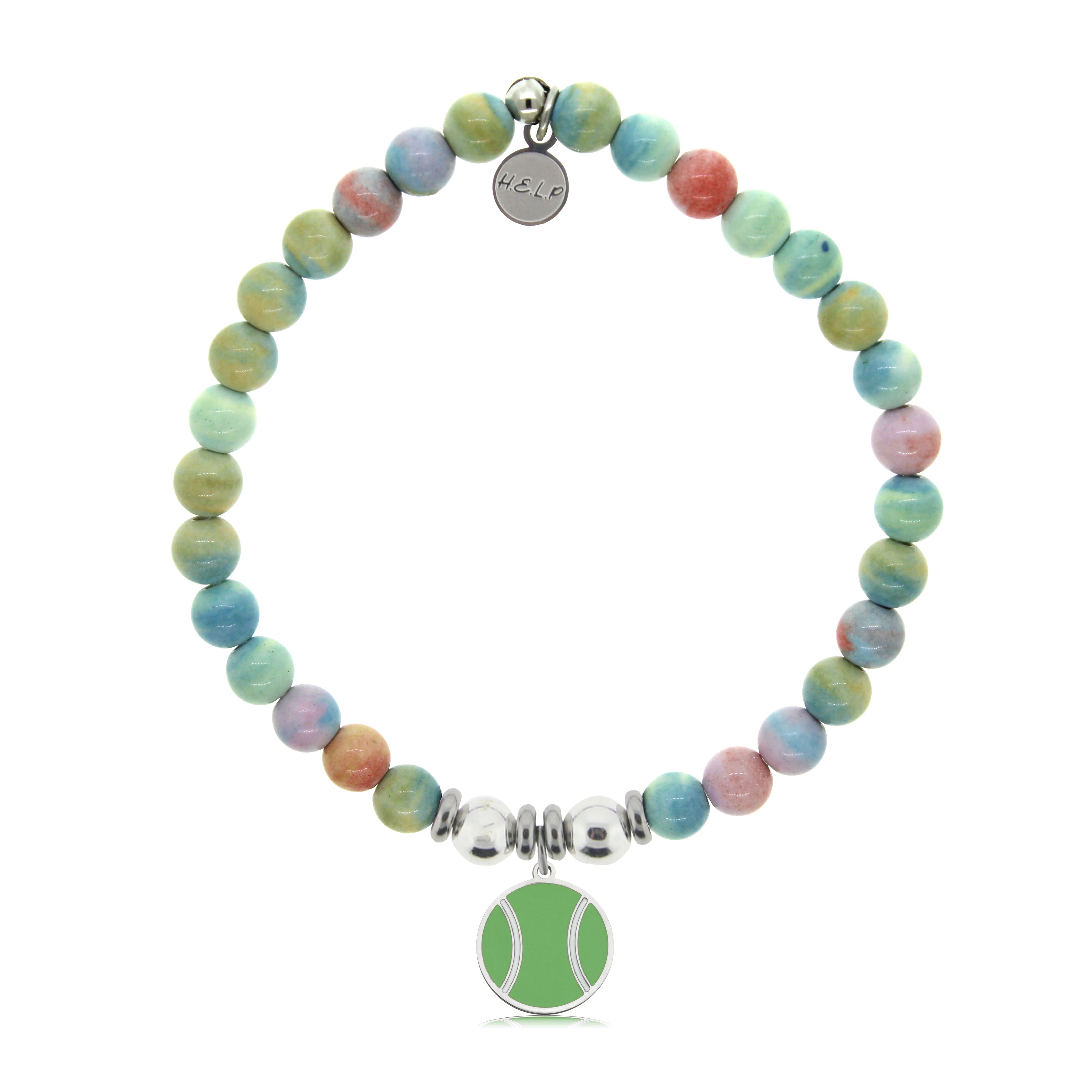 HELP by TJ Tennis Ball Charm with Pastel Magnesite Charity Bracelet