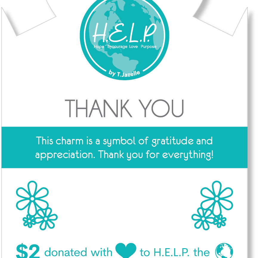 HELP by TJ Thank You Charm with Purple Cats Eye Charity Bracelet