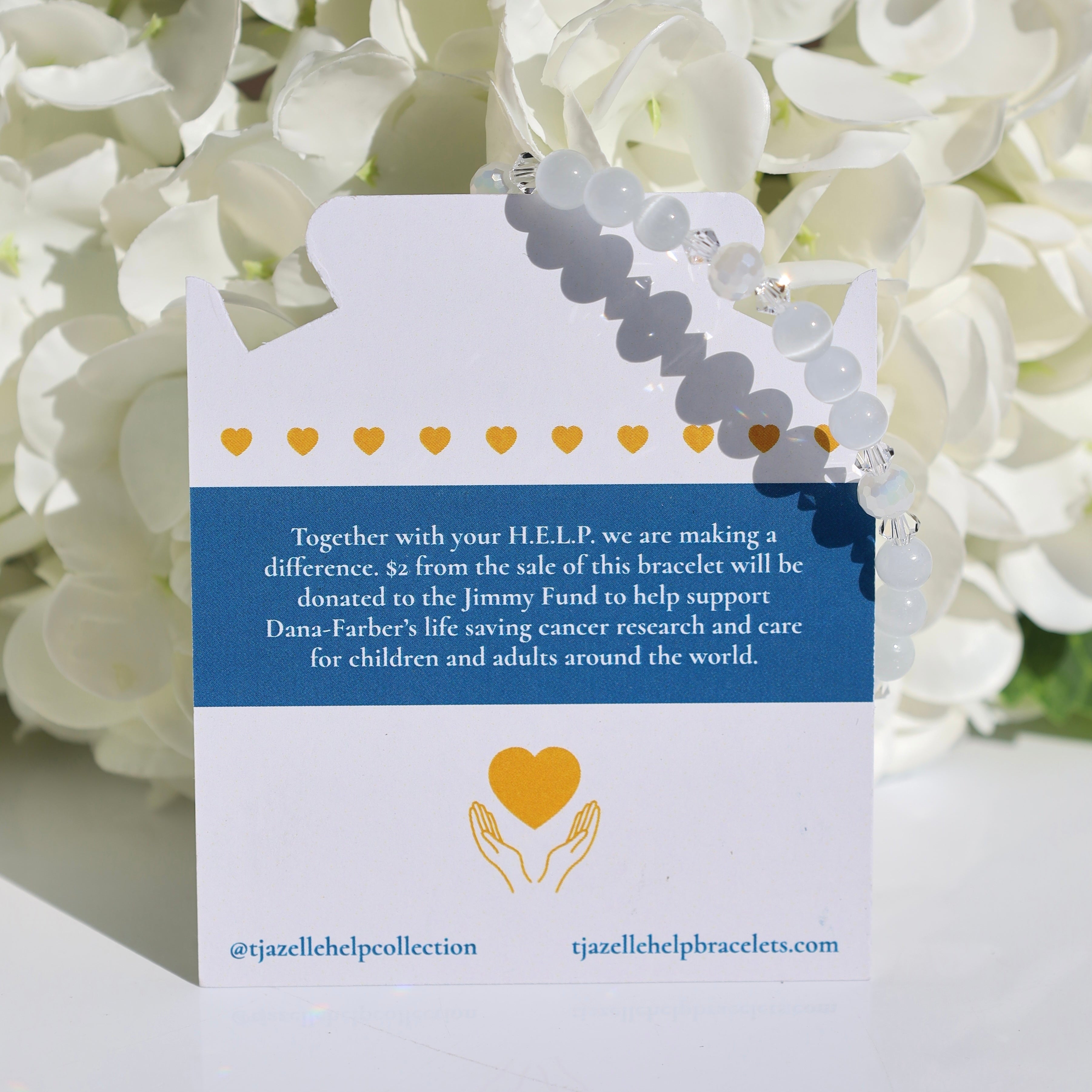 HELP by TJ The Giving Bracelet: White Cats Eye Charity Stacker