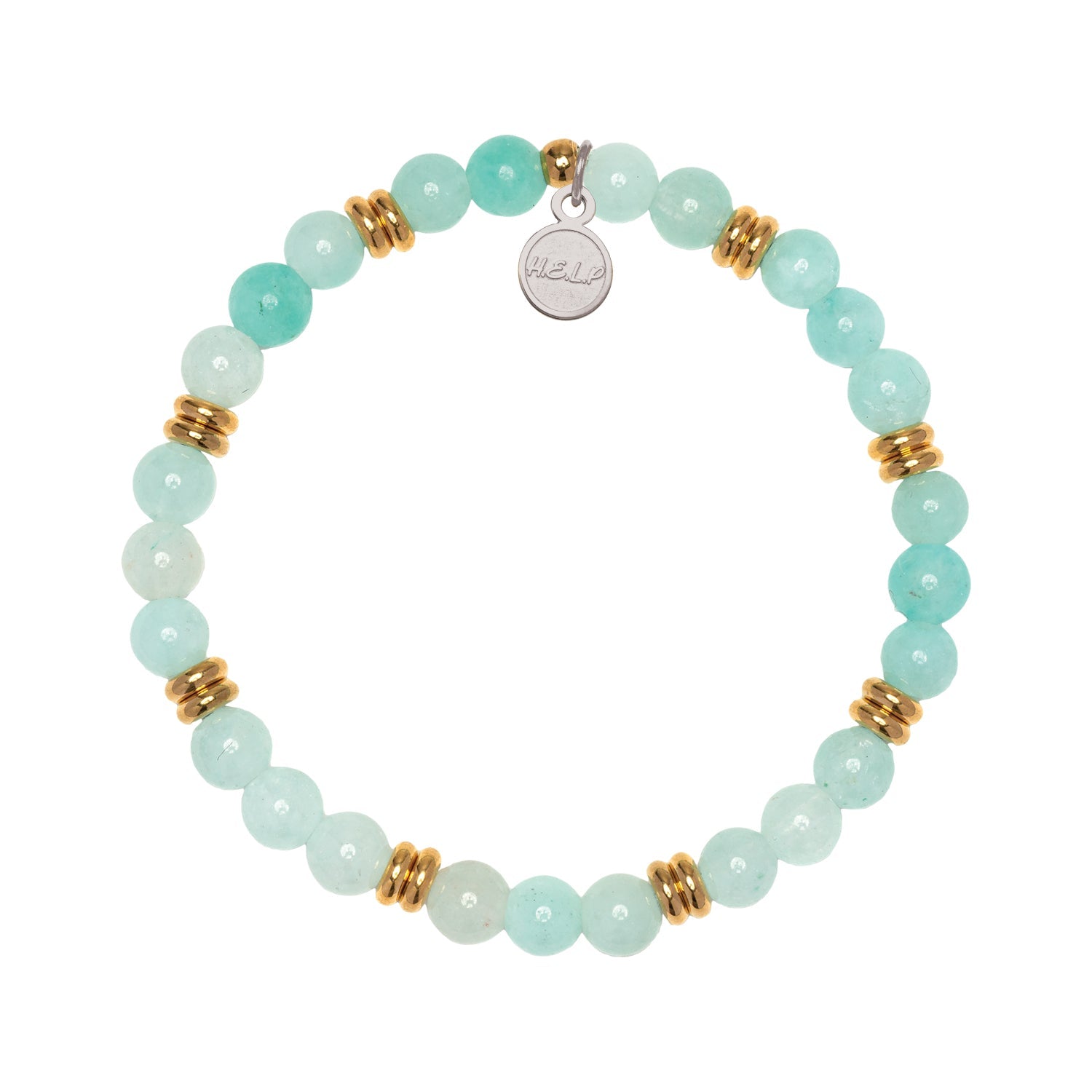 HELP by TJ The Jimmy Fund Charity Bracelet: Gold with Baby Blue Quartz Charity Soul Stacker