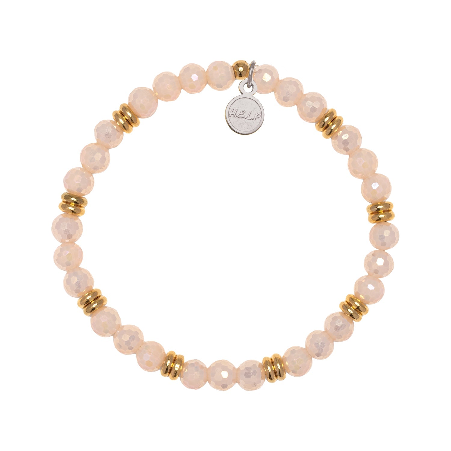 HELP by TJ The Jimmy Fund Charity Bracelet: Gold with Beige Crystal Charity Soul Stacker