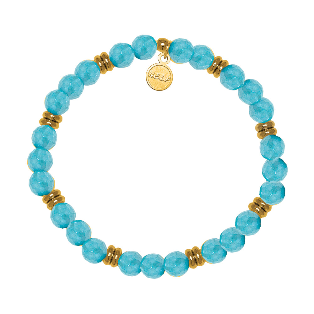 HELP by TJ The Jimmy Fund Charity Bracelet: Gold with Blue Amazonite Charity Soul Stacker