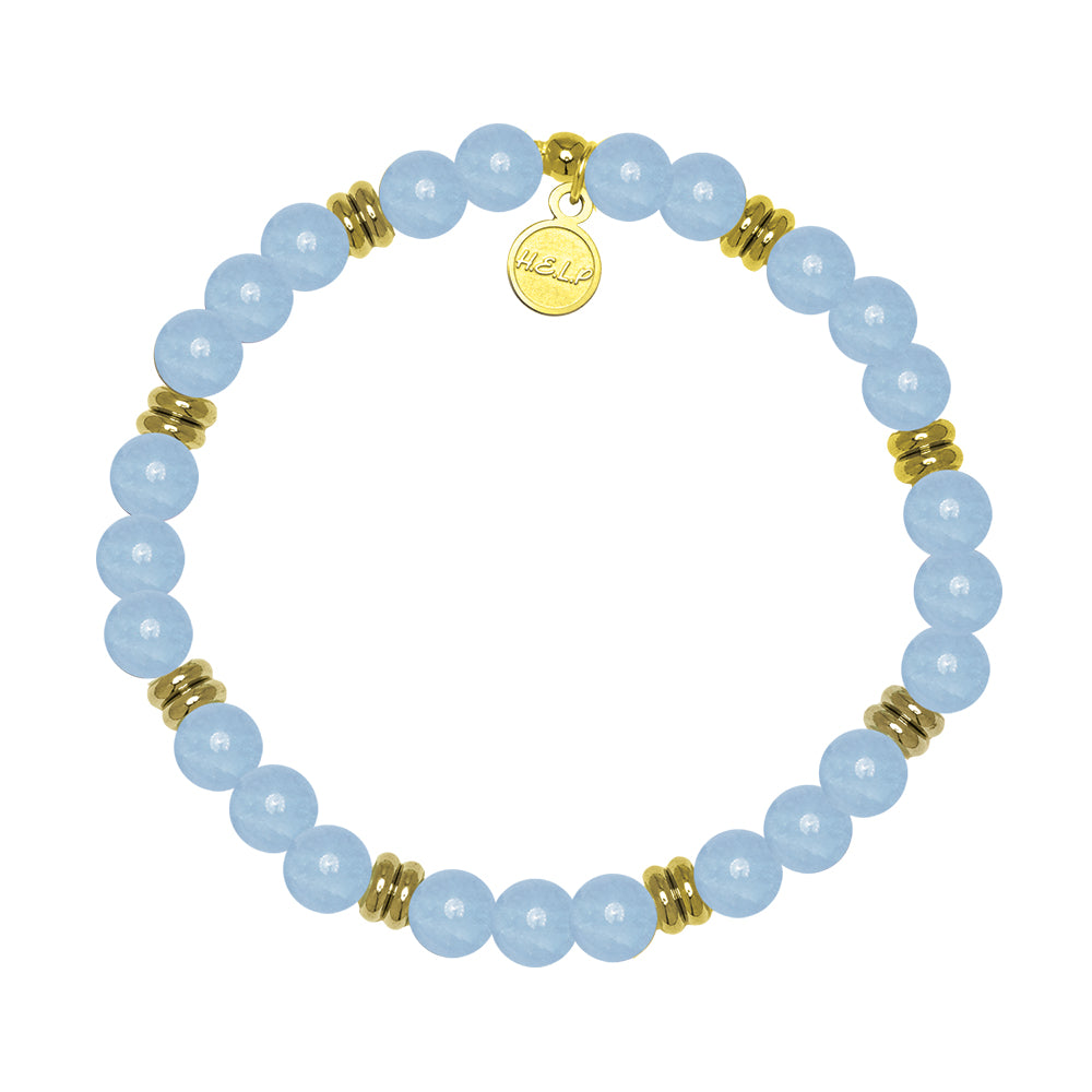 HELP by TJ The Jimmy Fund Charity Bracelet: Gold with Light Blue Quartz Charity Soul Stacker