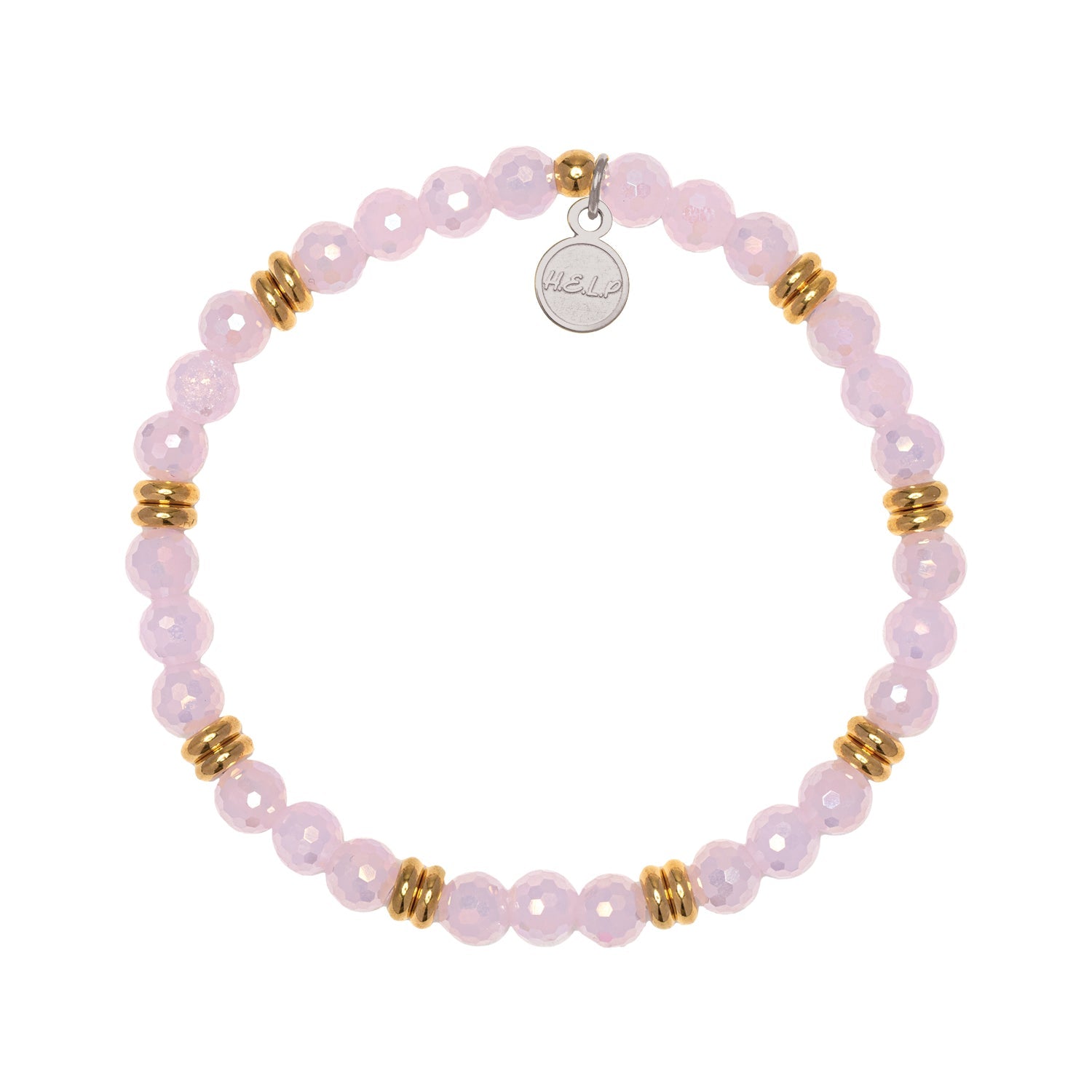 HELP by TJ The Jimmy Fund Charity Bracelet: Gold with Pink Crystal Charity Soul Stacker