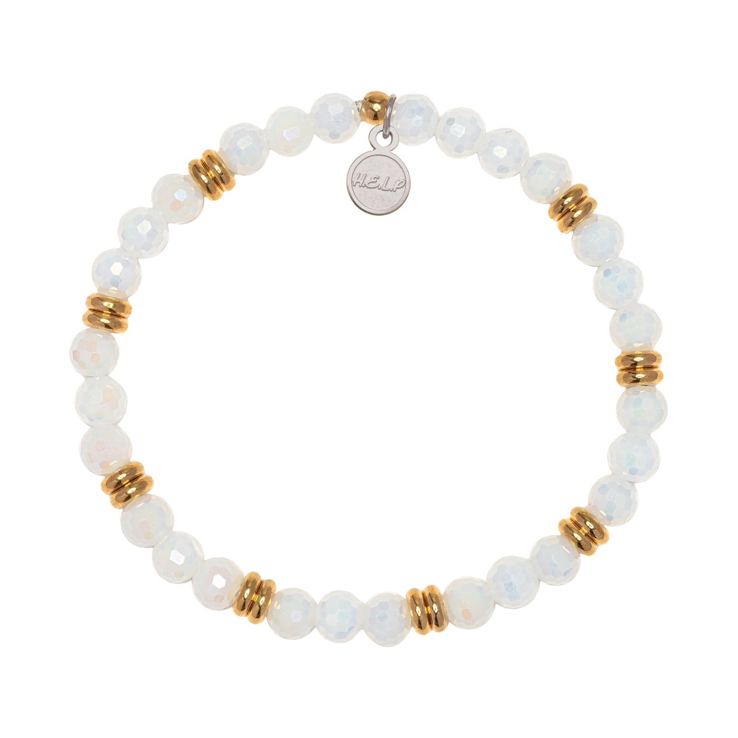 HELP by TJ The Jimmy Fund Charity Bracelet: Gold with White Crystal Charity Soul Stacker