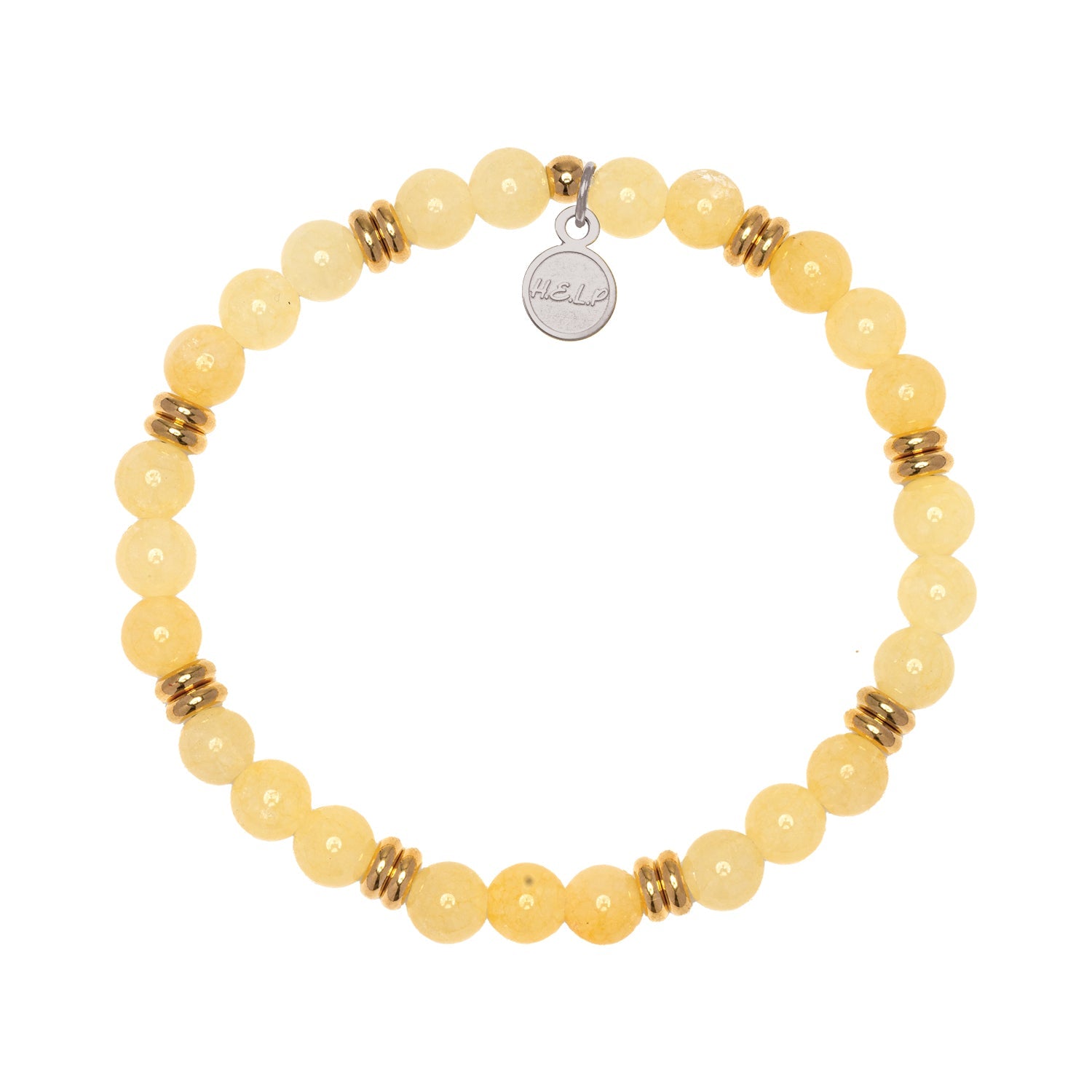 HELP by TJ The Jimmy Fund Charity Bracelet: Gold with Yellow Jade Charity Soul Stacker