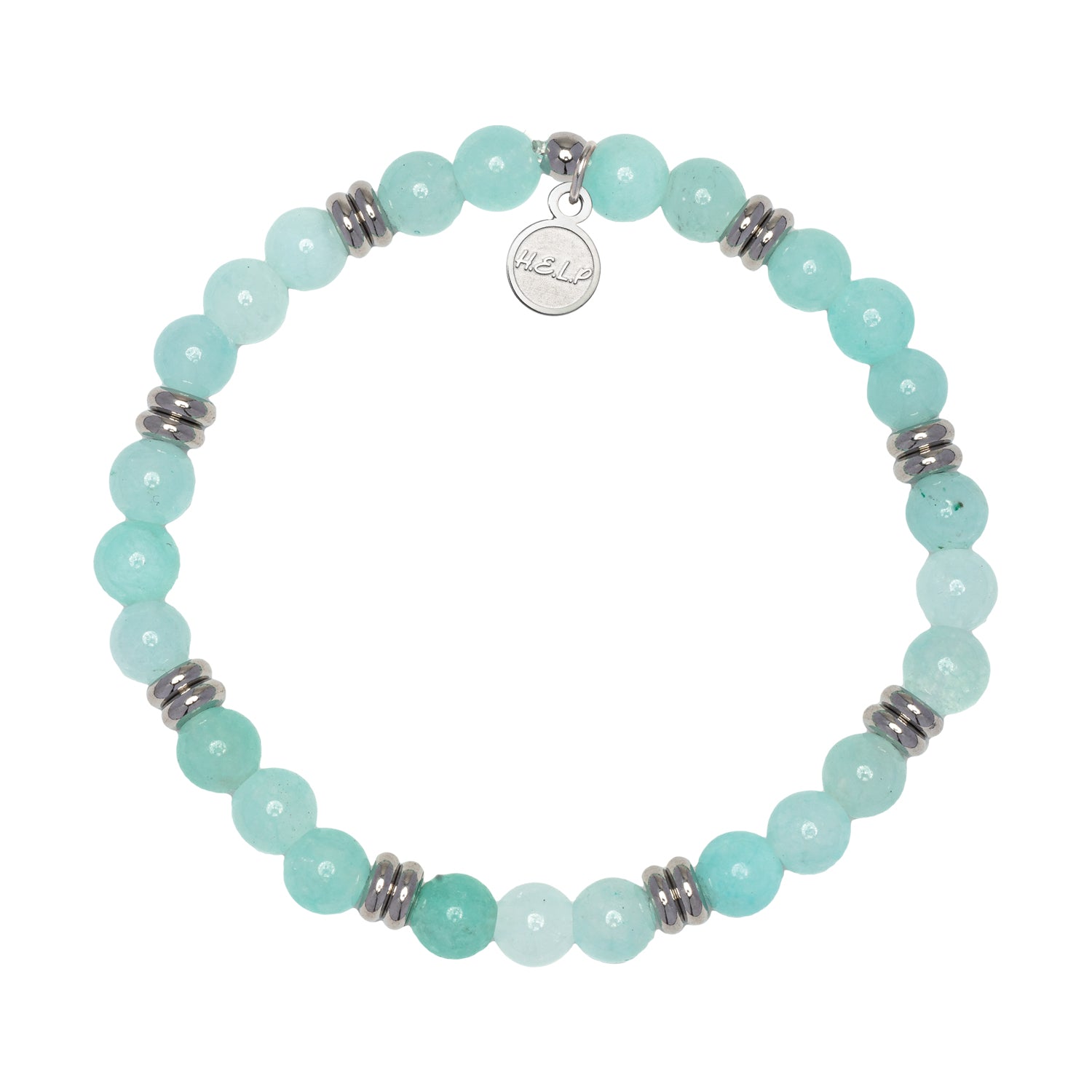 HELP by TJ The Jimmy Fund Charity Bracelet: Silver with Baby Blue Quartz Charity Soul Stacker