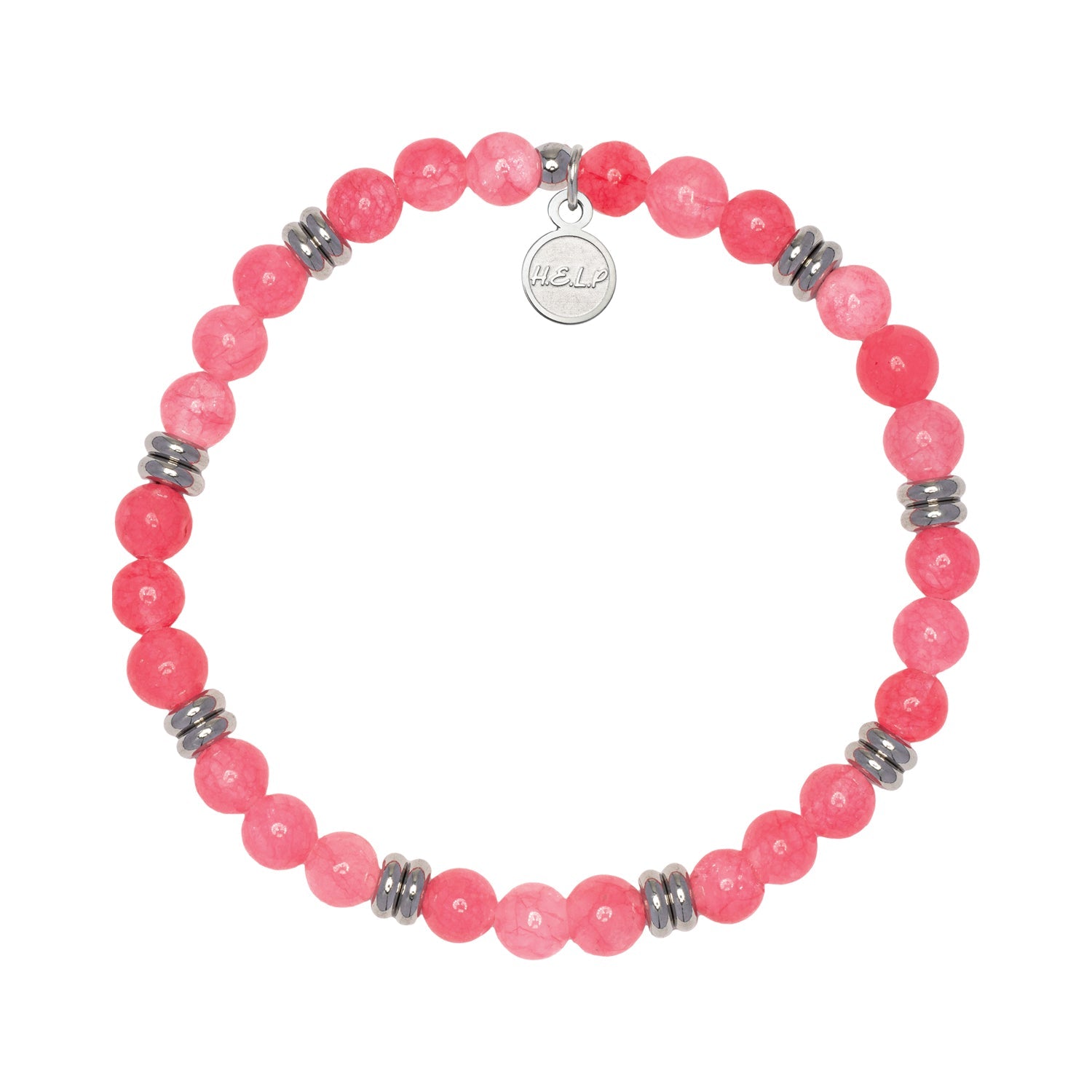HELP by TJ The Jimmy Fund Charity Bracelet: Silver with Cherry Jade Charity Soul Stacker