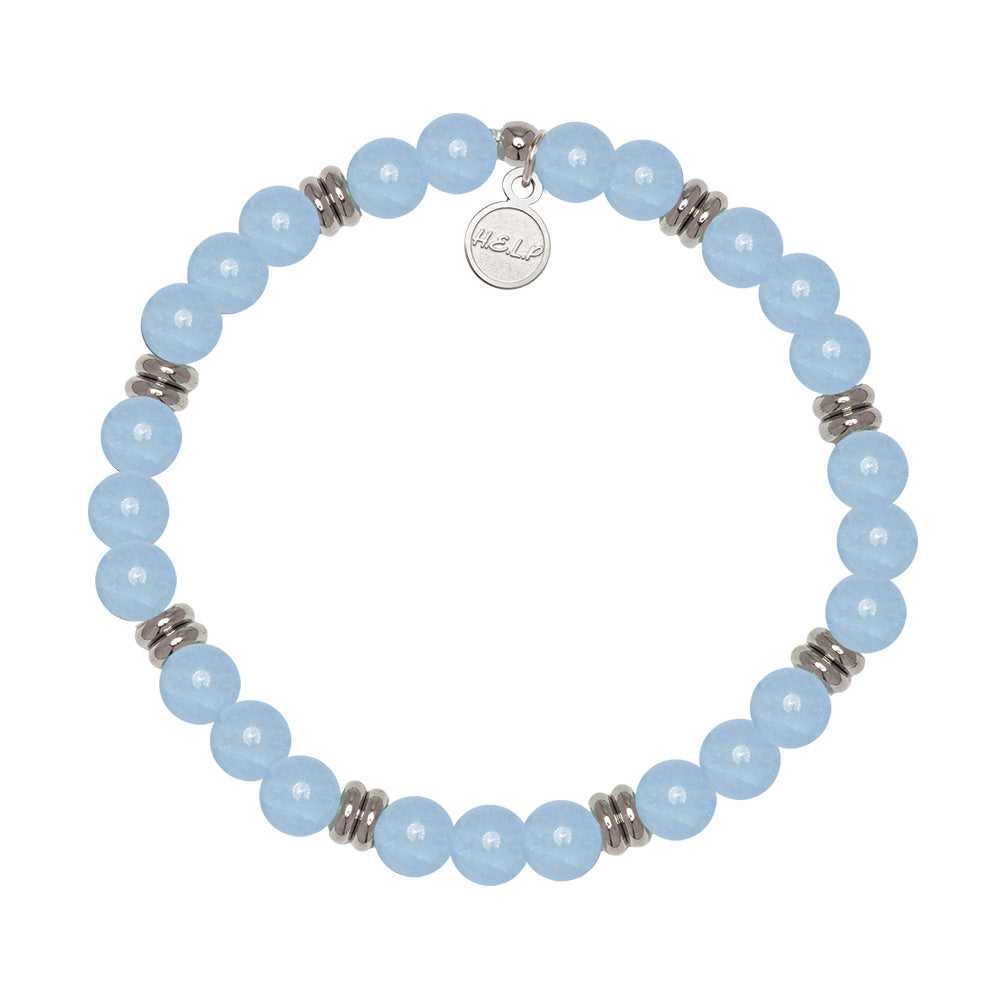HELP by TJ The Jimmy Fund Charity Bracelet: Silver with Light Blue Quartz Charity Soul Stacker