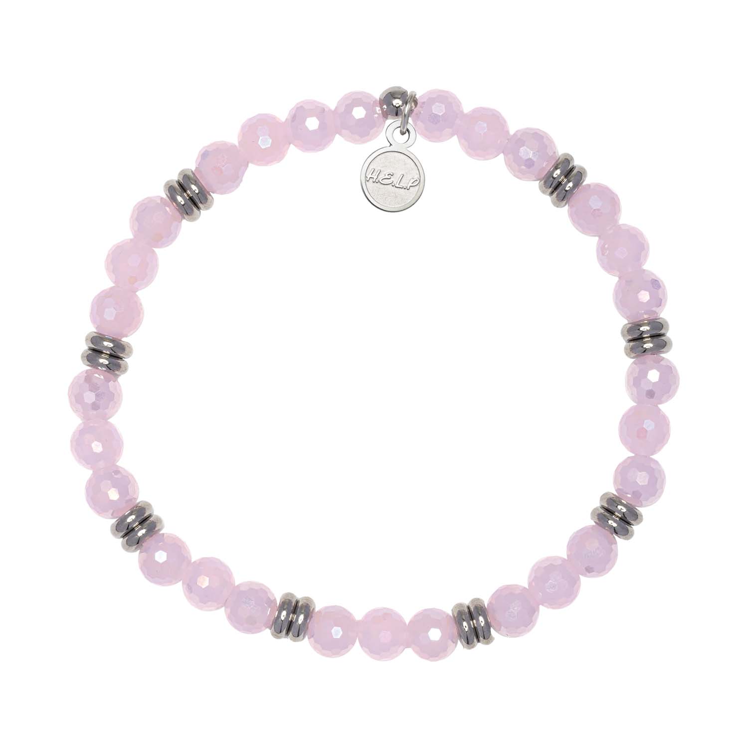 HELP by TJ The Jimmy Fund Charity Bracelet: Silver with Pink Crystal Charity Soul Stacker