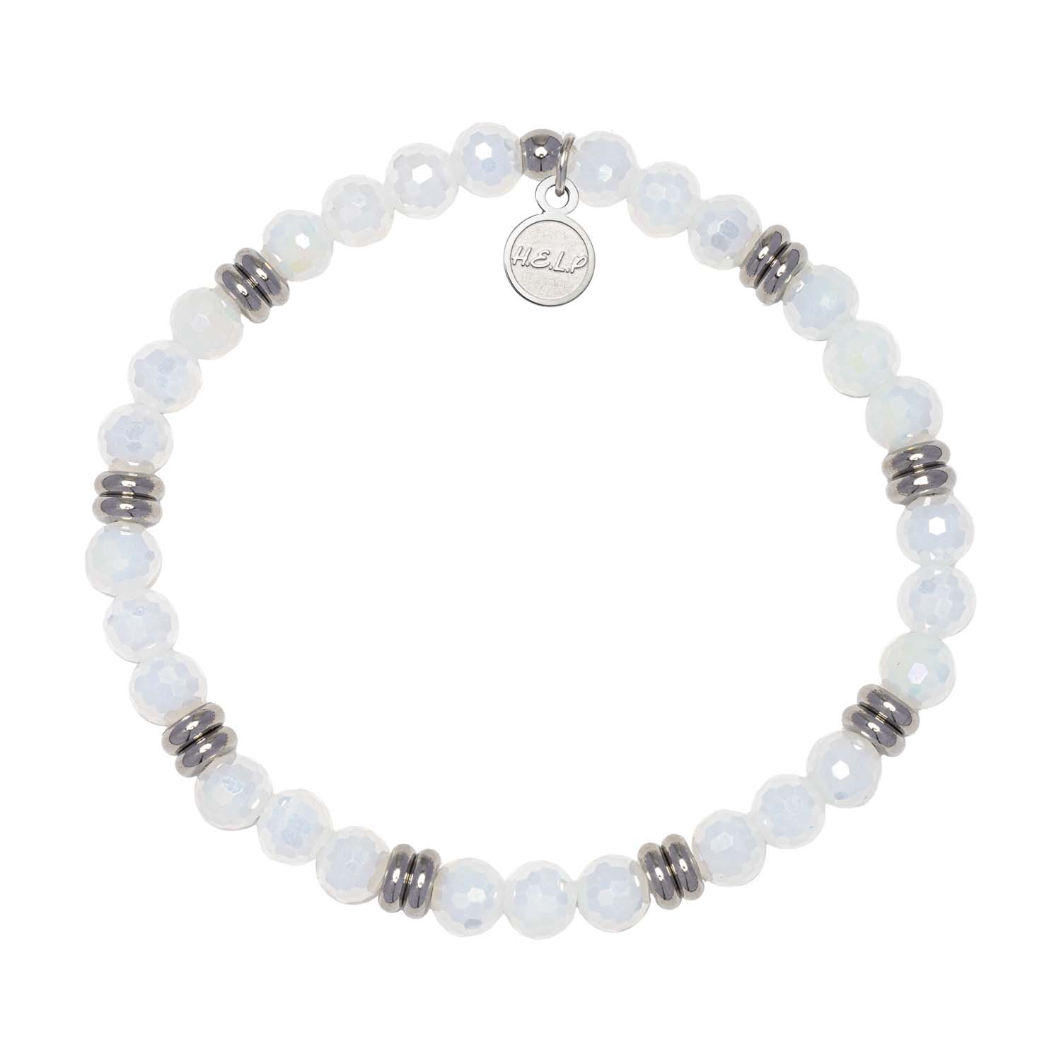 HELP by TJ The Jimmy Fund Charity Bracelet: Silver with White Crystal Charity Soul Stacker