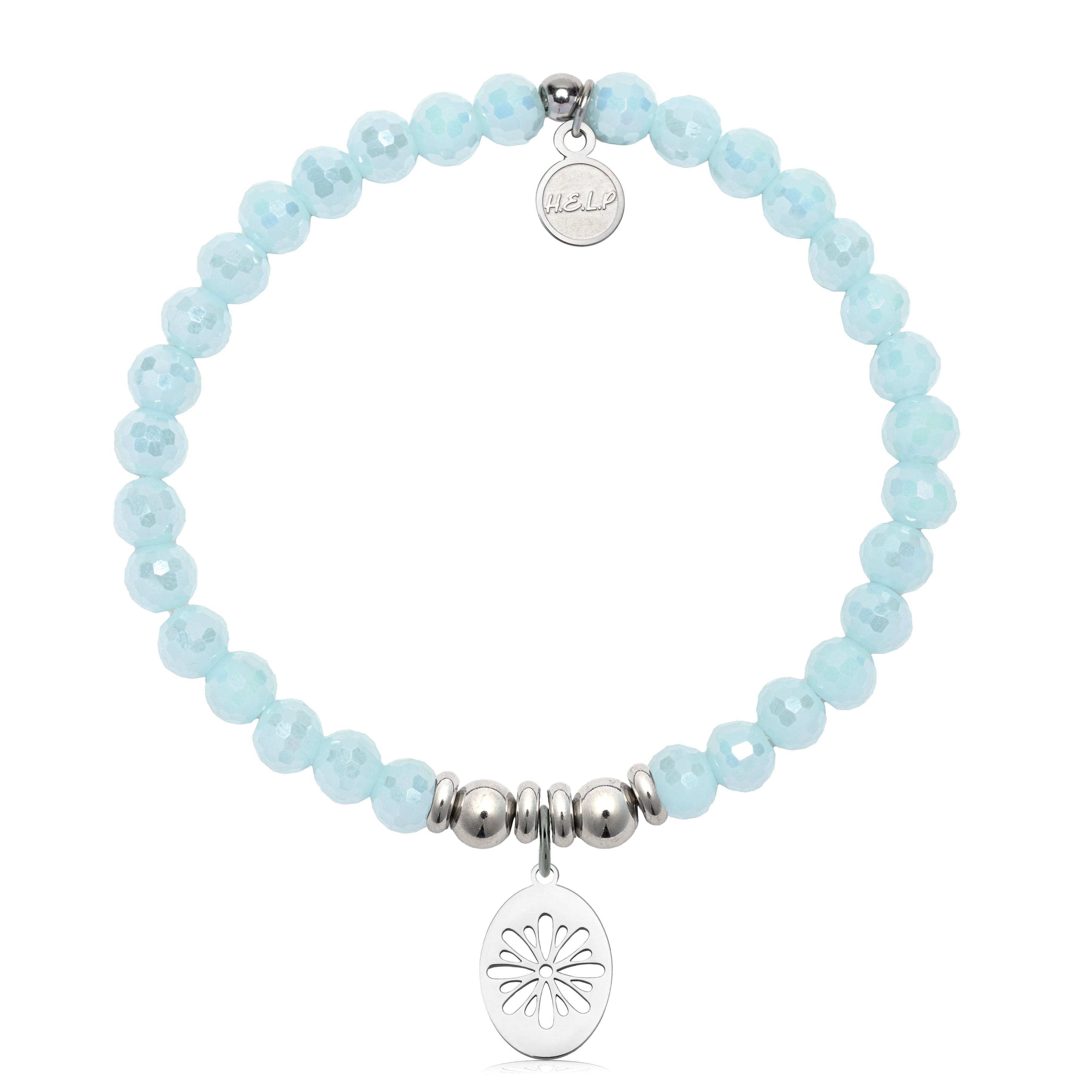 HELP by TJ Thinking of You Charm with Aqua Crystal Charity Bracelet
