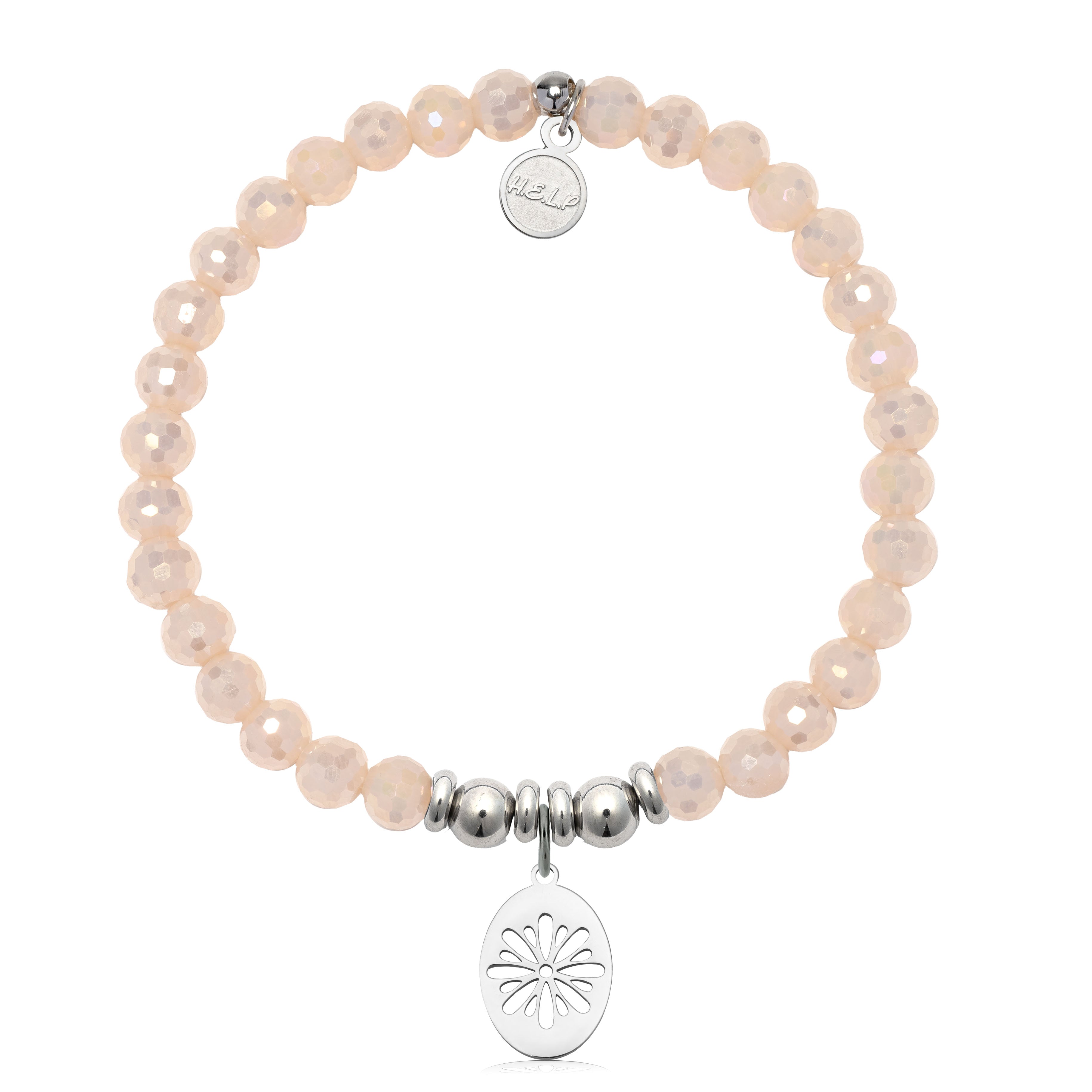 HELP by TJ Thinking of You Charm with Beige Crystal Charity Bracelet