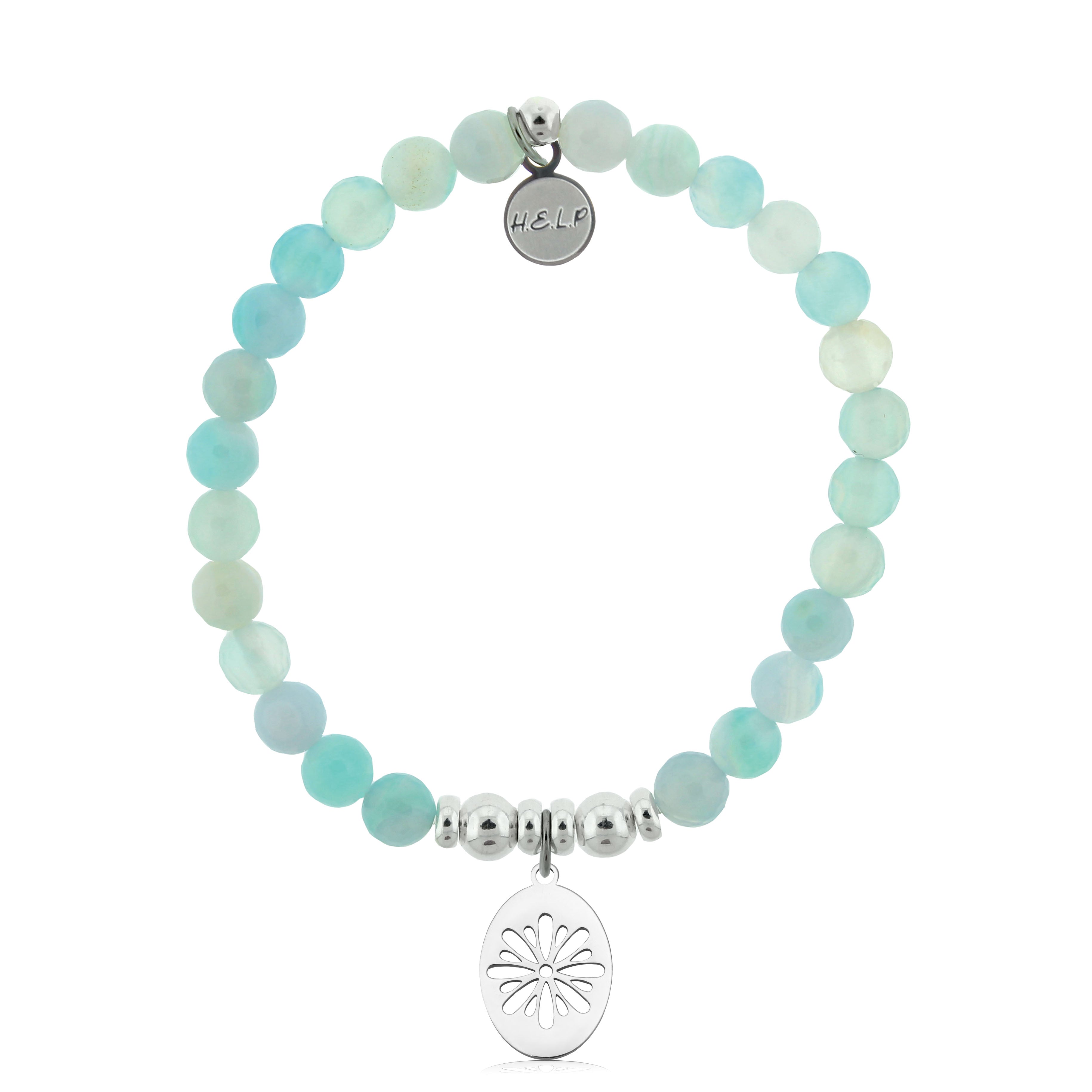 HELP by TJ Thinking of You Charm with Light Blue Agate Charity Bracelet