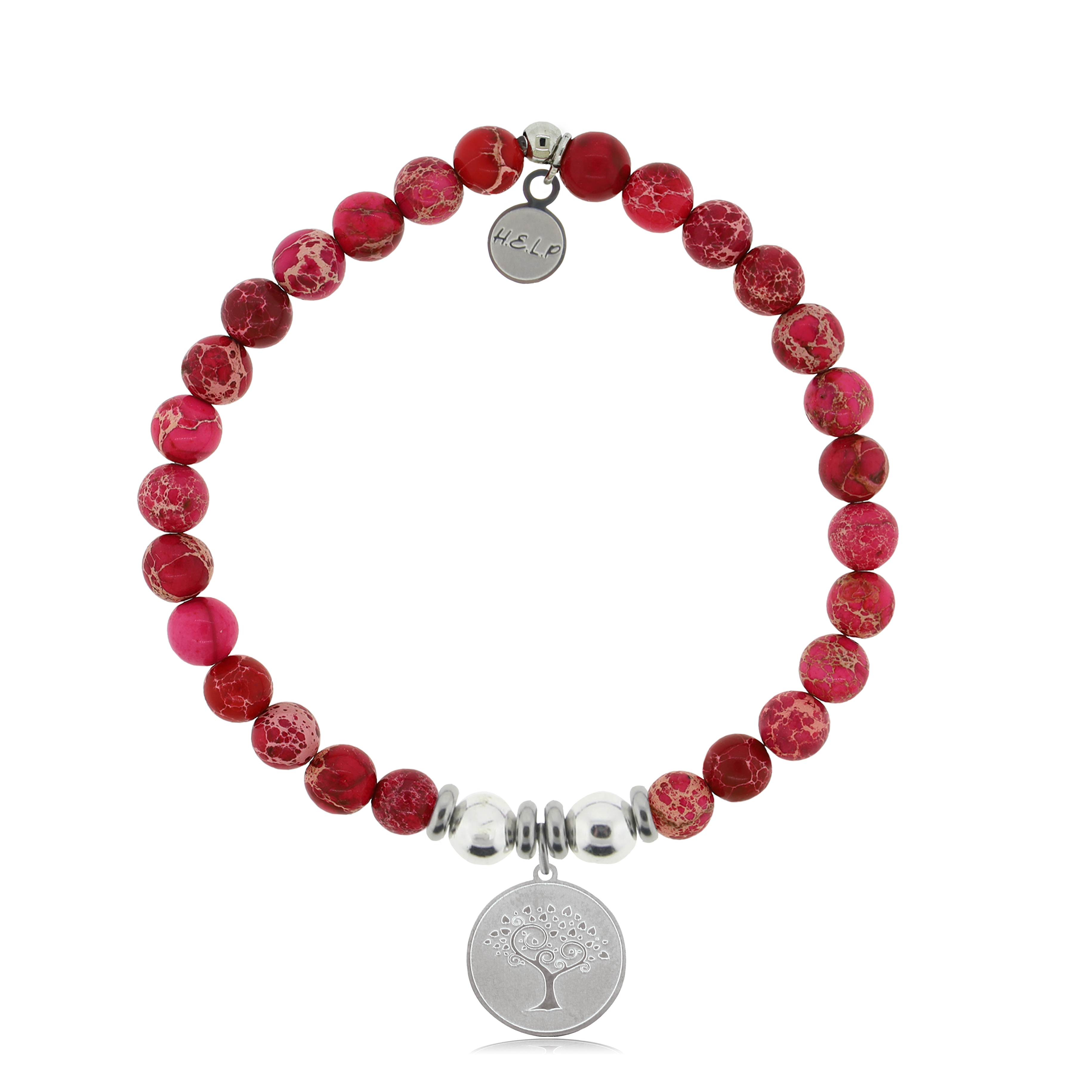 HELP by TJ Tree of Life Charm with Cranberry Jasper Charity Bracelet