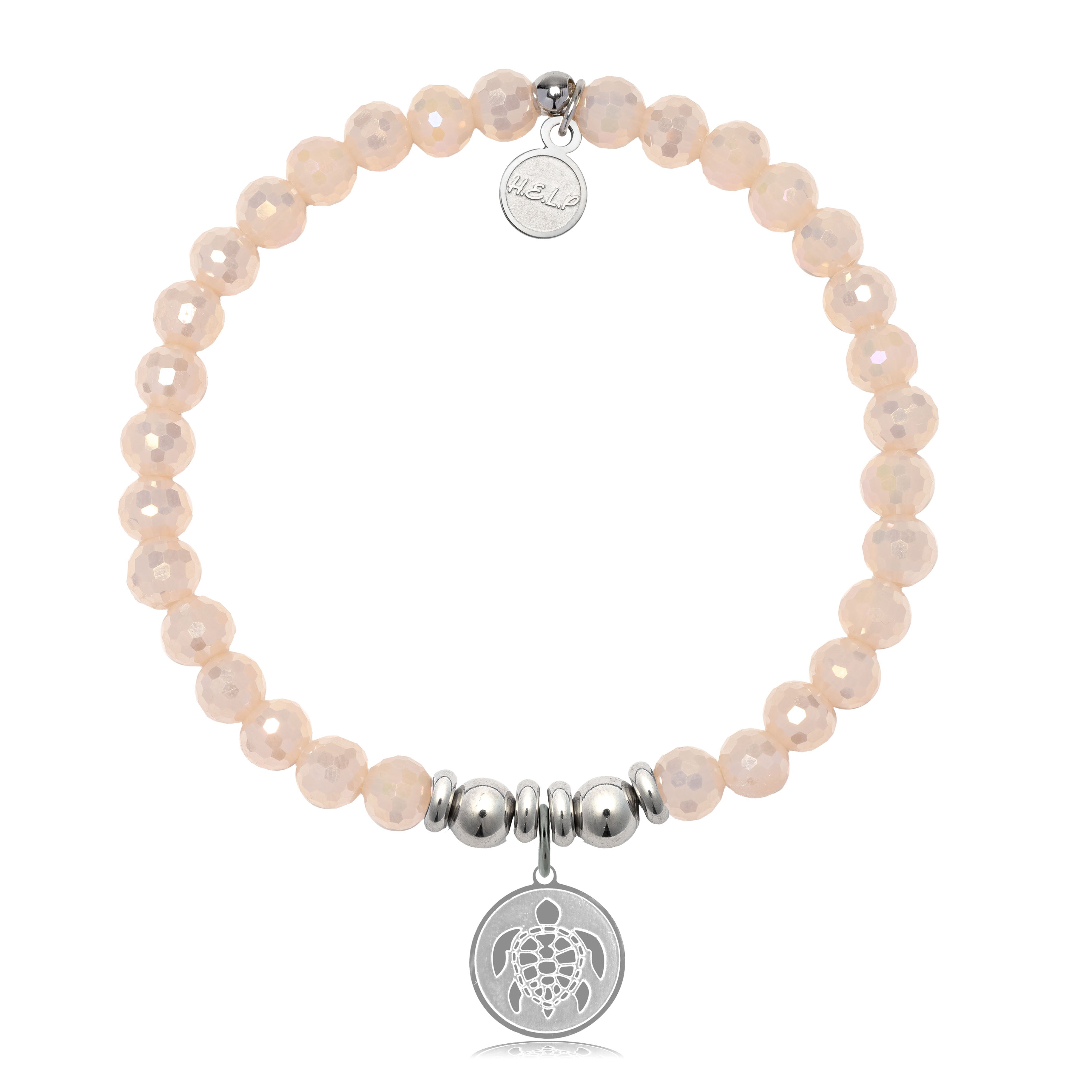 HELP by TJ Turtle Charm with Beige Crystal Charity Bracelet