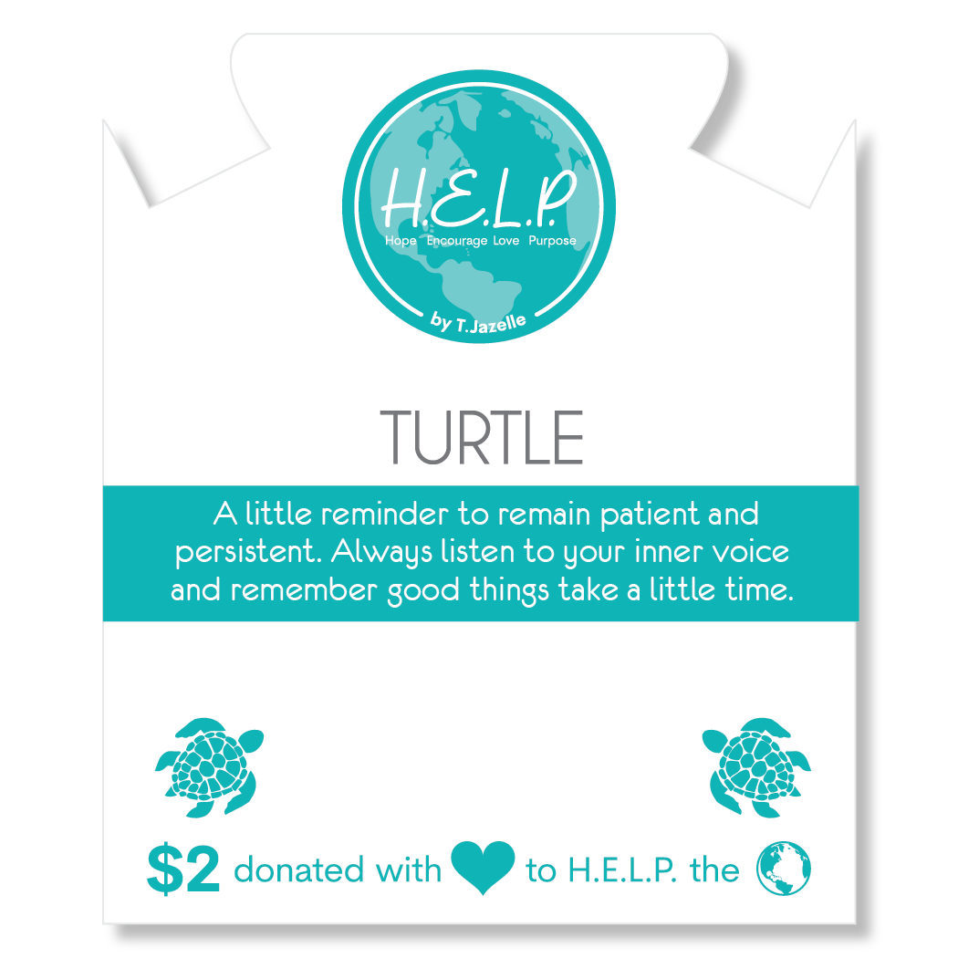 HELP by TJ Turtle Charm with Teal Selenite Charity Bracelet