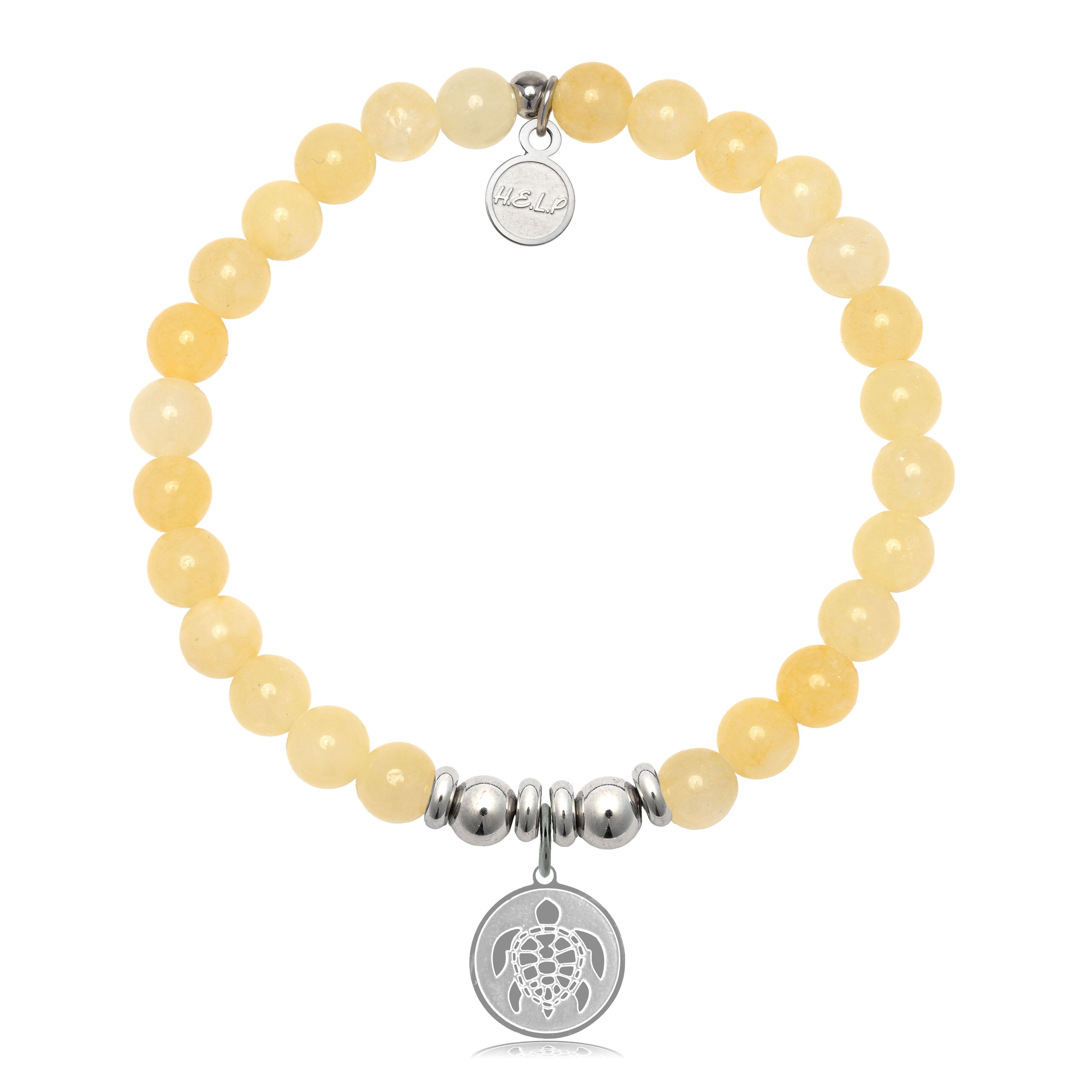 HELP by TJ Turtle Charm with Yellow Jade Charity Bracelet