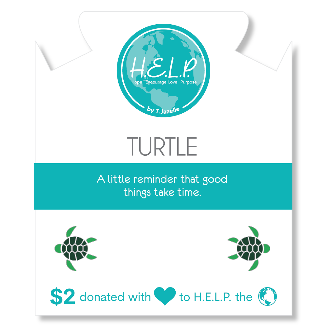 HELP by TJ Turtle Enamel Charm with Holiday Jade Charity Bracelet
