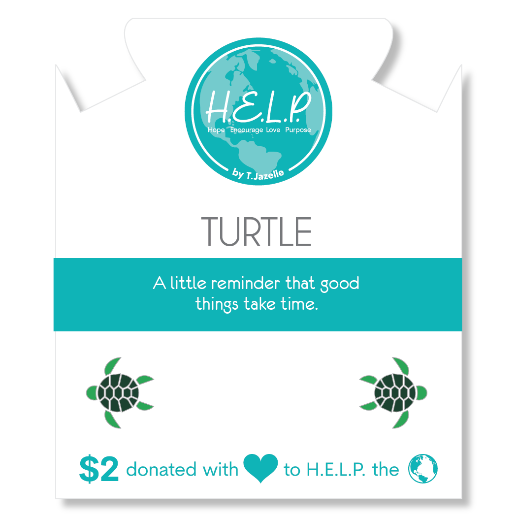 HELP by TJ Turtle Enamel Charm with Multi Amazonite Charity Bracelet