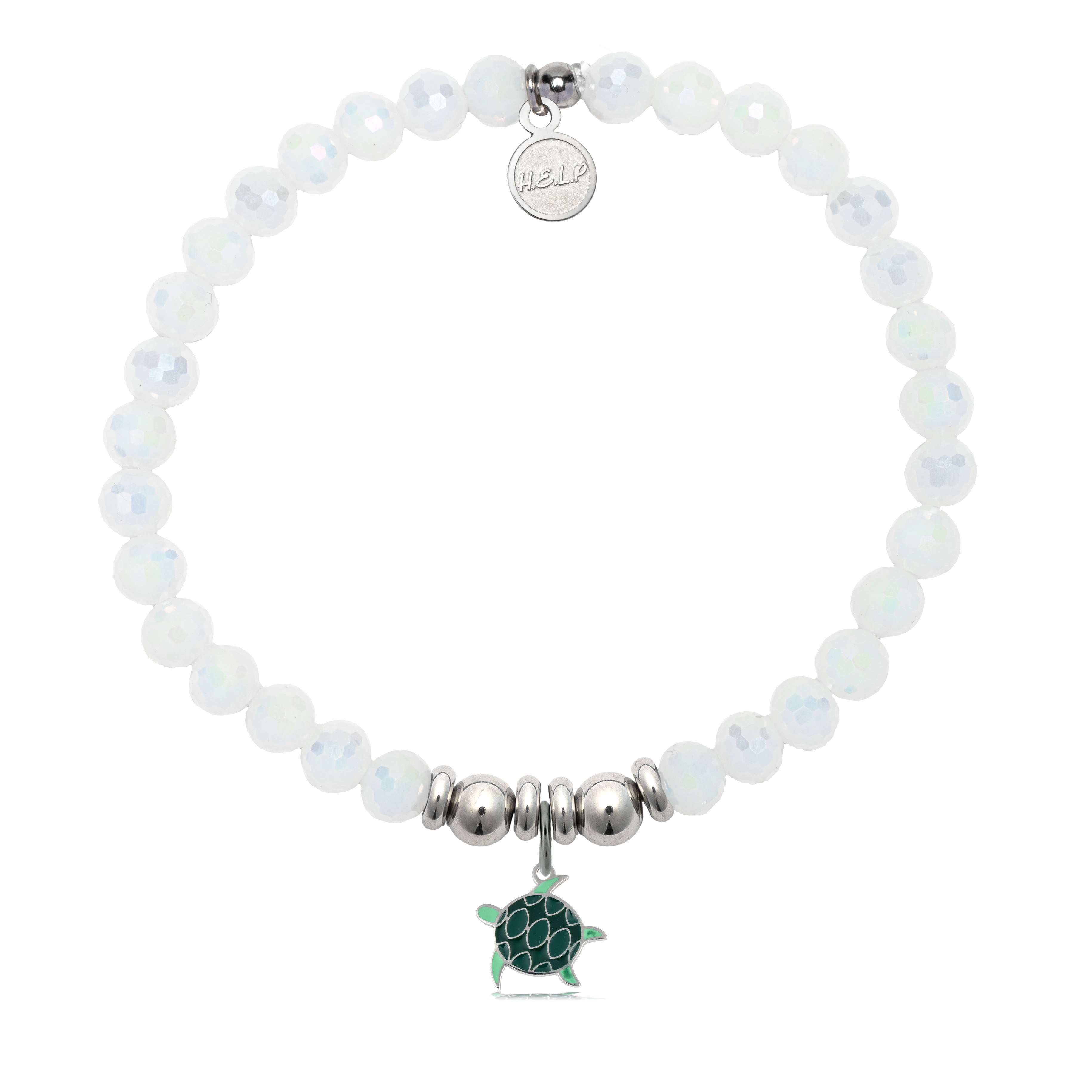 HELP by TJ Turtle Enamel Charm with White Crystal Charity Bracelet
