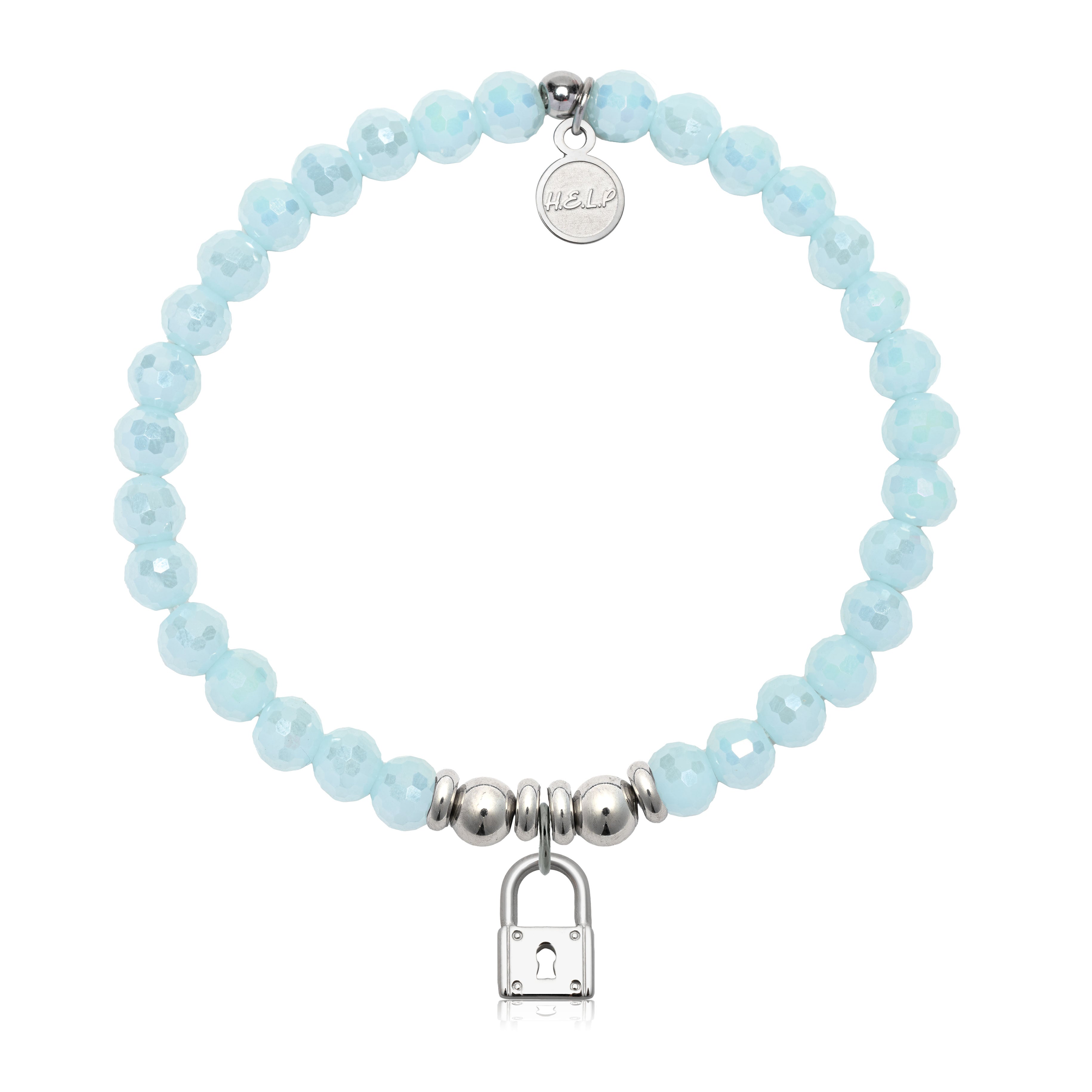 HELP by TJ Unbreakable Charm with Aqua Crystal Charity Bracelet
