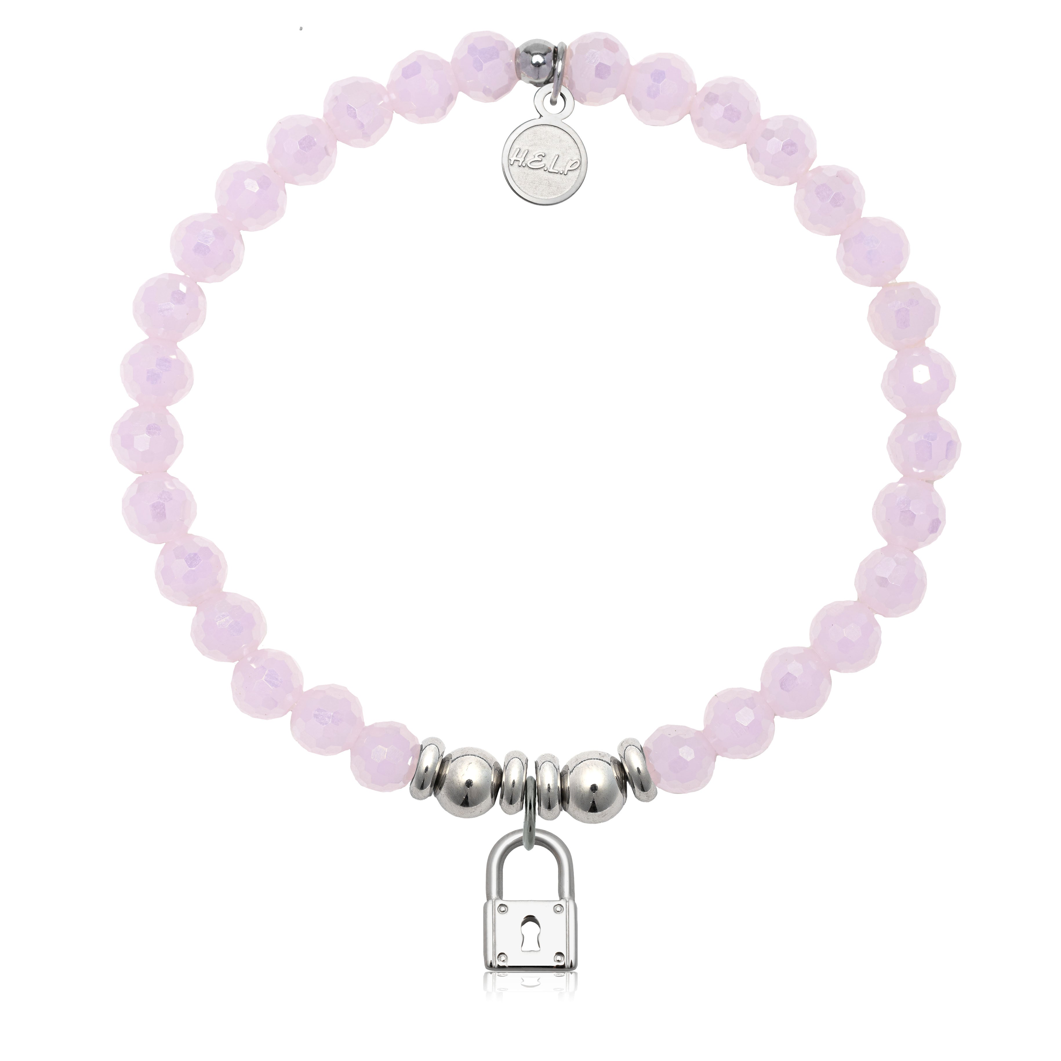 HELP by TJ Unbreakable Charm with Pink Crystal Charity Bracelet