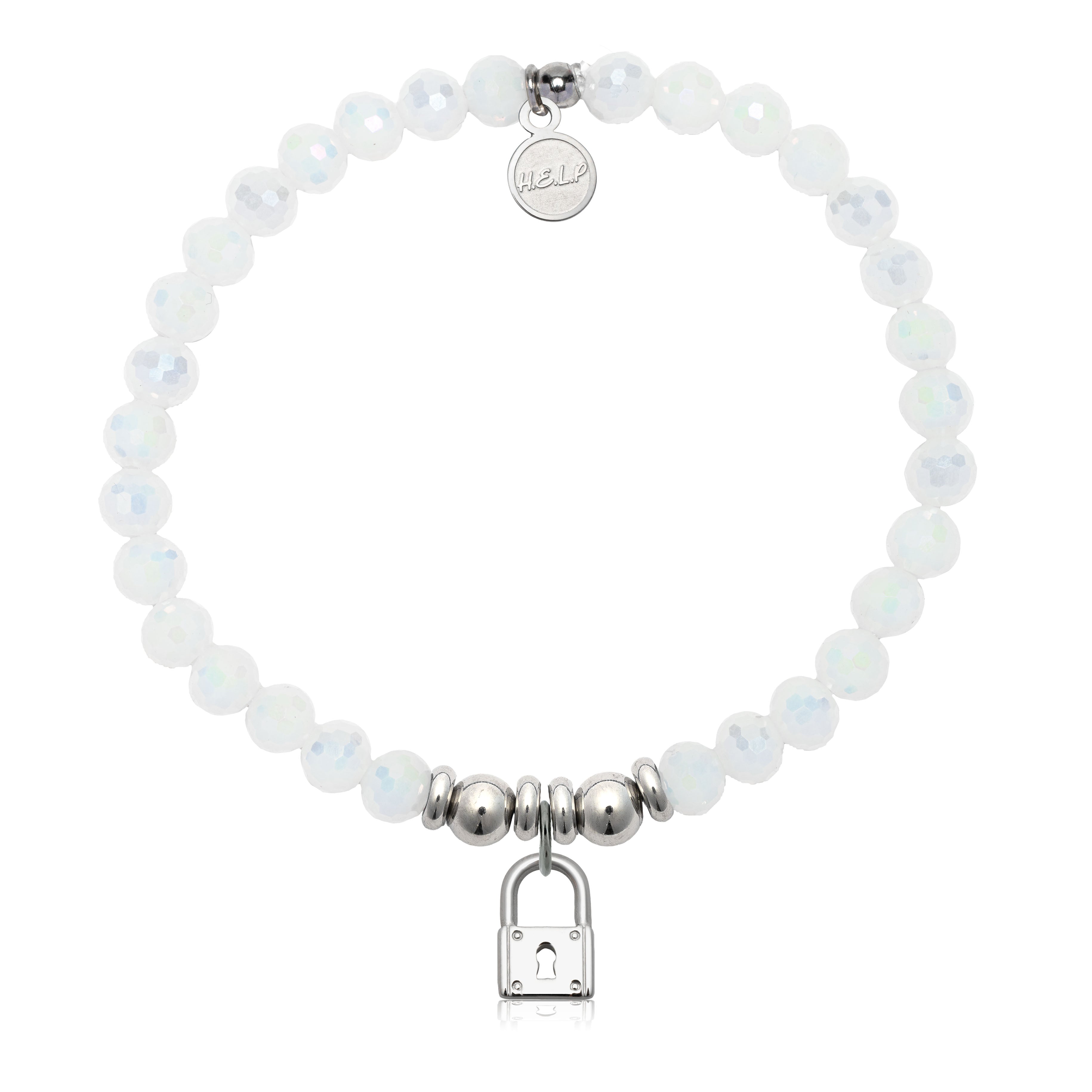 HELP by TJ Unbreakable Charm with White Crystal Charity Bracelet