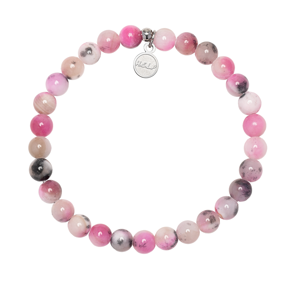 HELP by TJ Unstoppable Stacker Bracelet with Pink Zebra Jade Beads