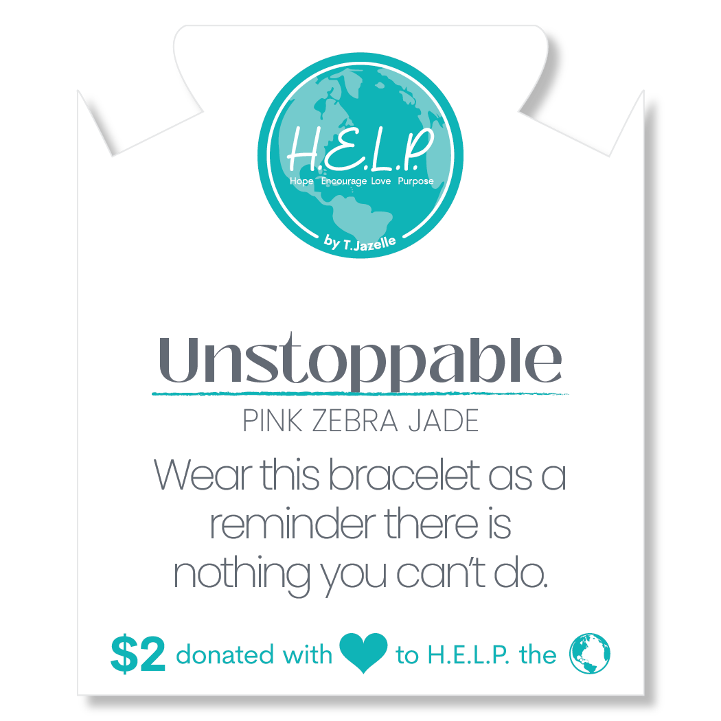 HELP by TJ Unstoppable Stacker Bracelet with Pink Zebra Jade Beads